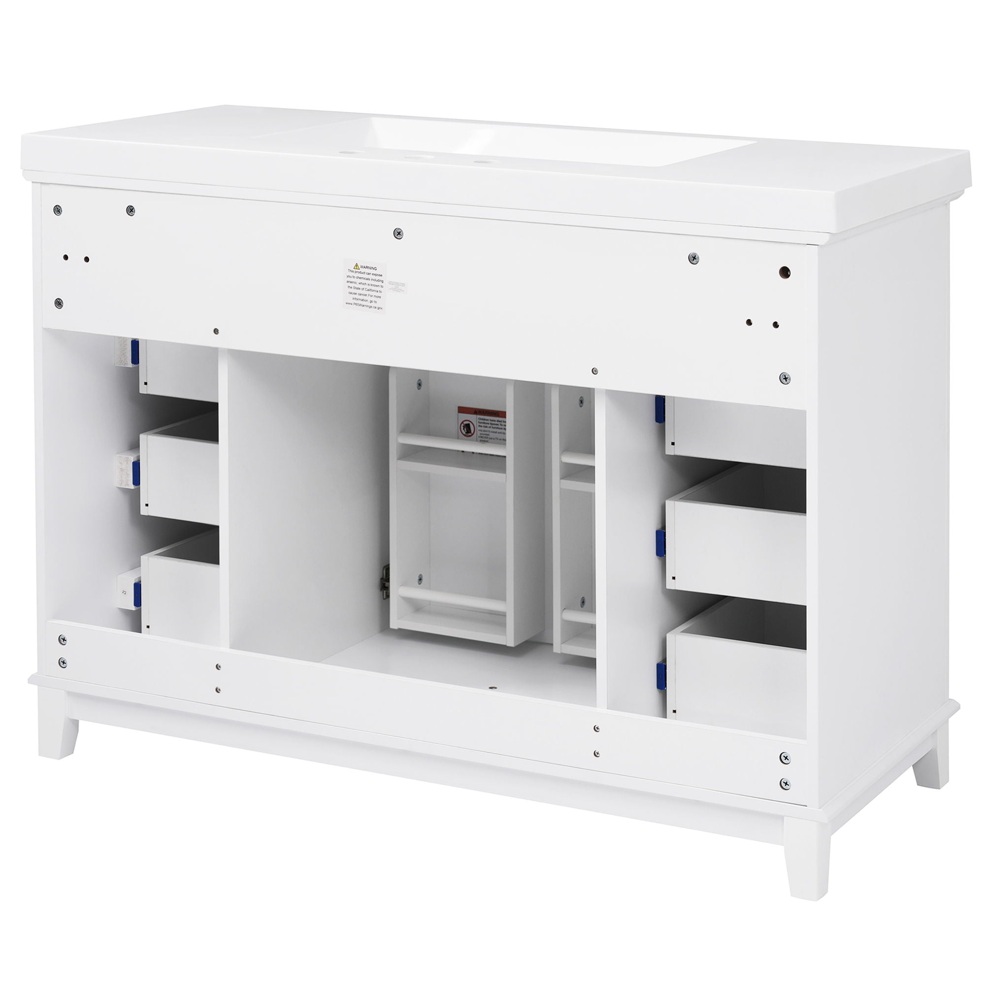 Bathroom Vanity With Sink, 6 Soft Close Drawers & Double Doors - White