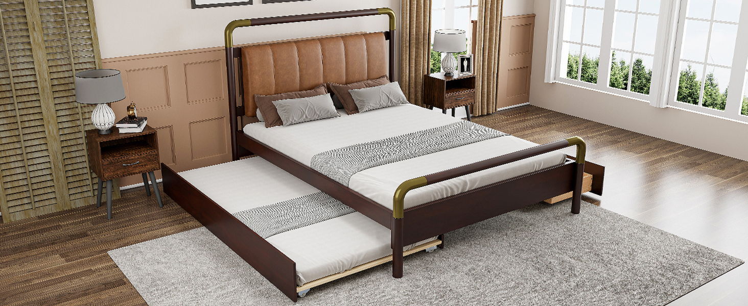 Storage Platform Bed, With 2 Big Drawers, Trundle