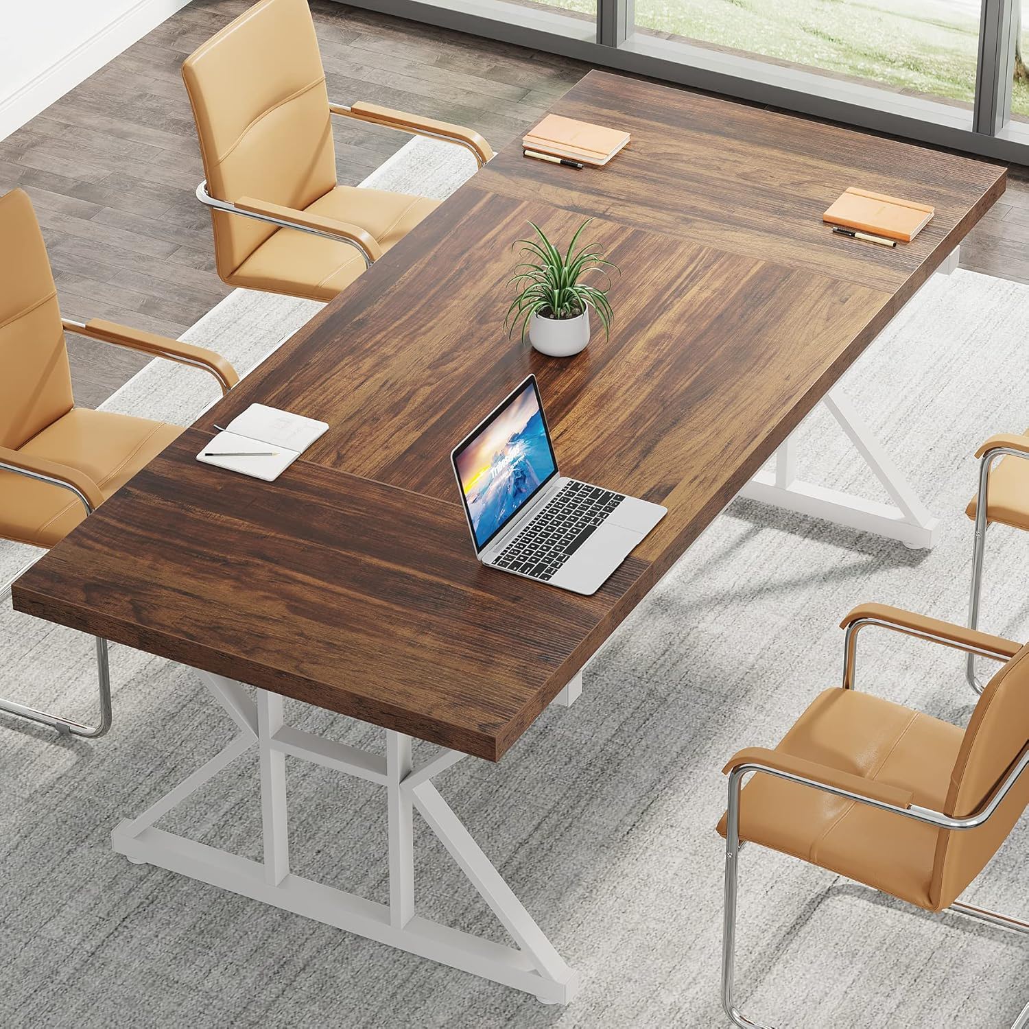 Rectangular Dining Table With X Trestle Metal Legs