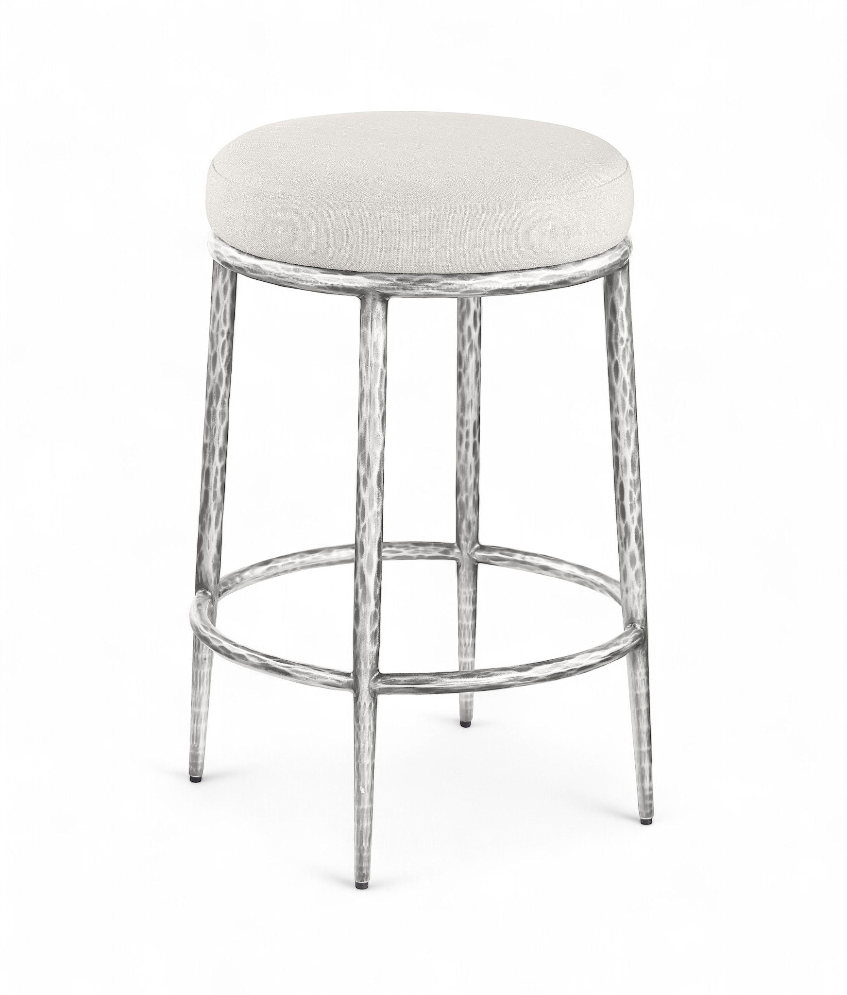 Ferro - Upholstered Backless Counter Stool With Brushed Silver Base