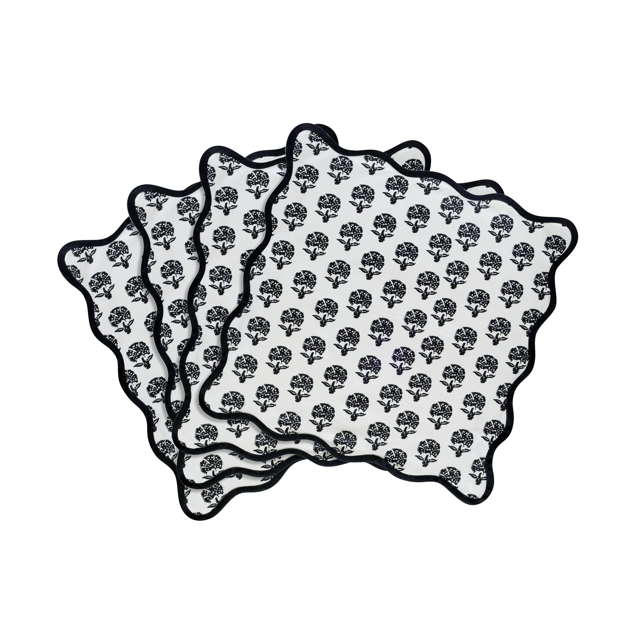 Crissy - Cotton Canvas Printed Napkins (Set of 4) - Black Vintage Floral