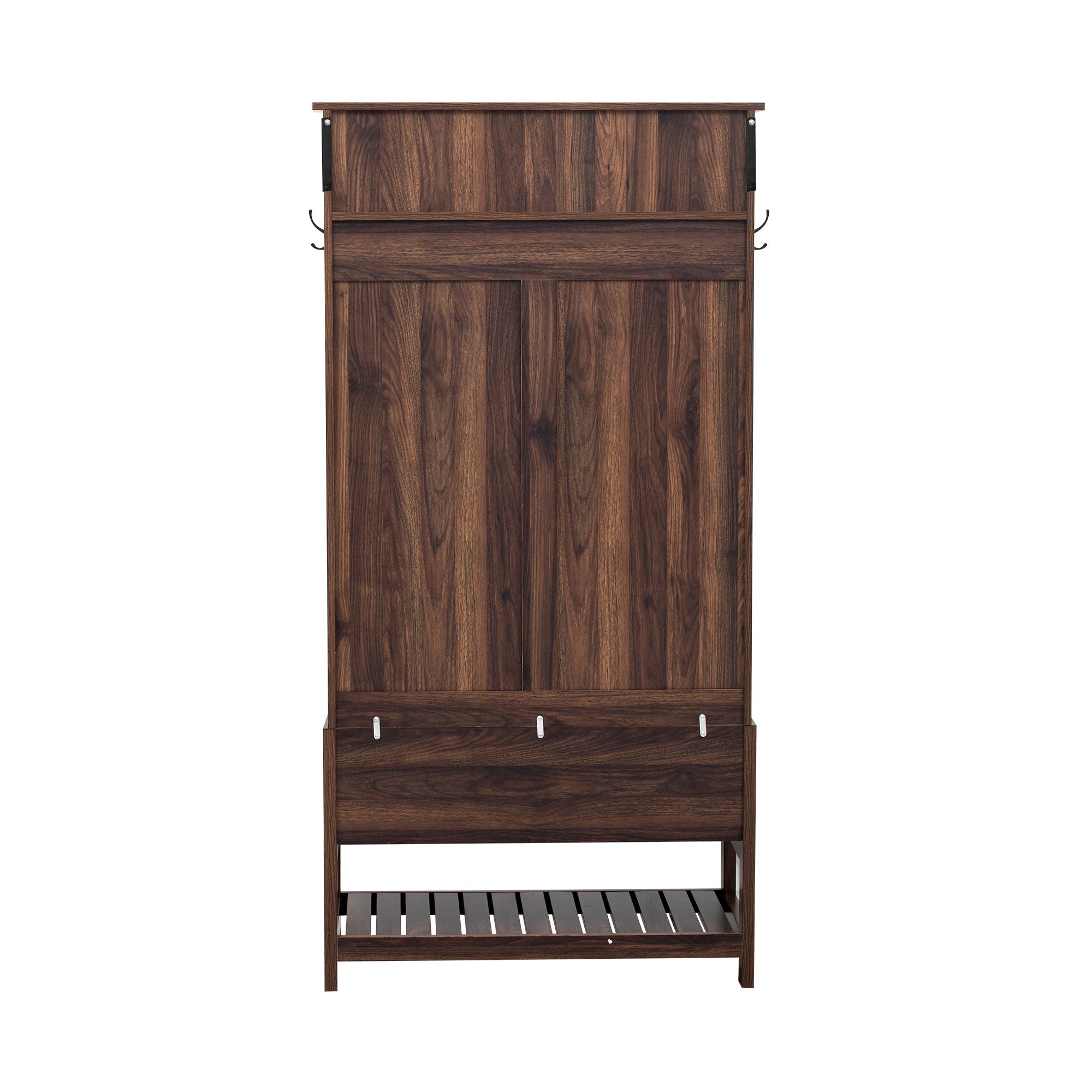 Hall Tree With 6 Hooks And Hinged Lid, Coat Hanger, Storage Bench, 3 In 1 Design