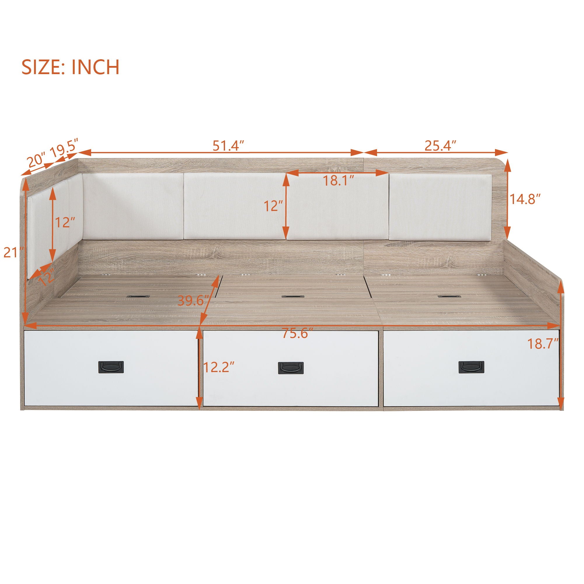 Daybed With 3 Drawers And 3 Storage Compartments