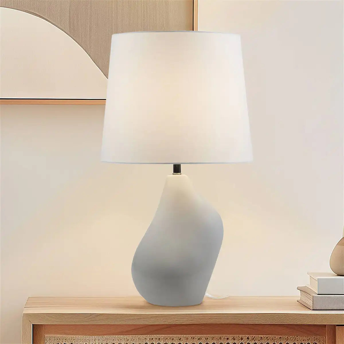 Asymmetrical Ceramic Table Lamp Grey See below