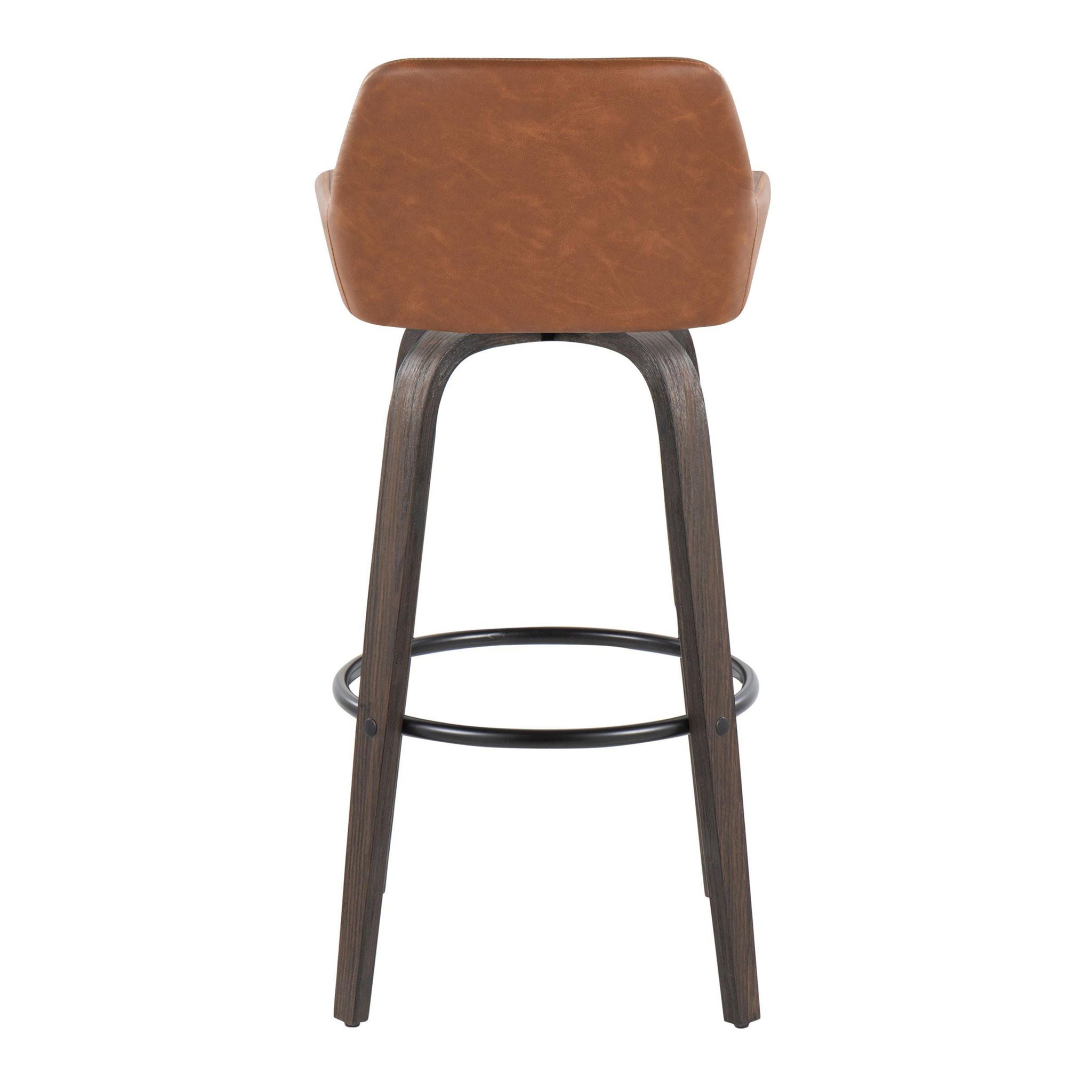 Daniella - Contemporary Fixed Height, Barstool With Swivel With Round Footrest (Set of 2)