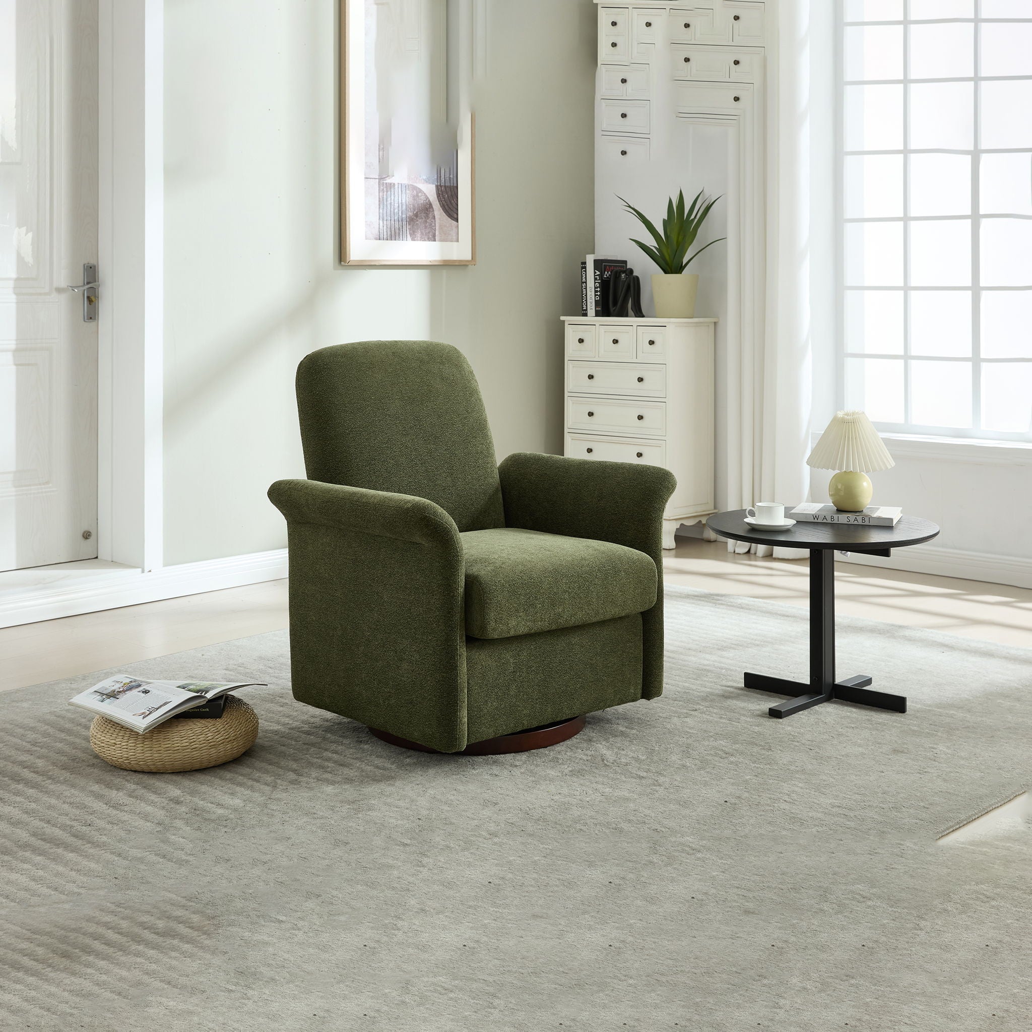 Modern Swivel Barrel Accent Chair With Base