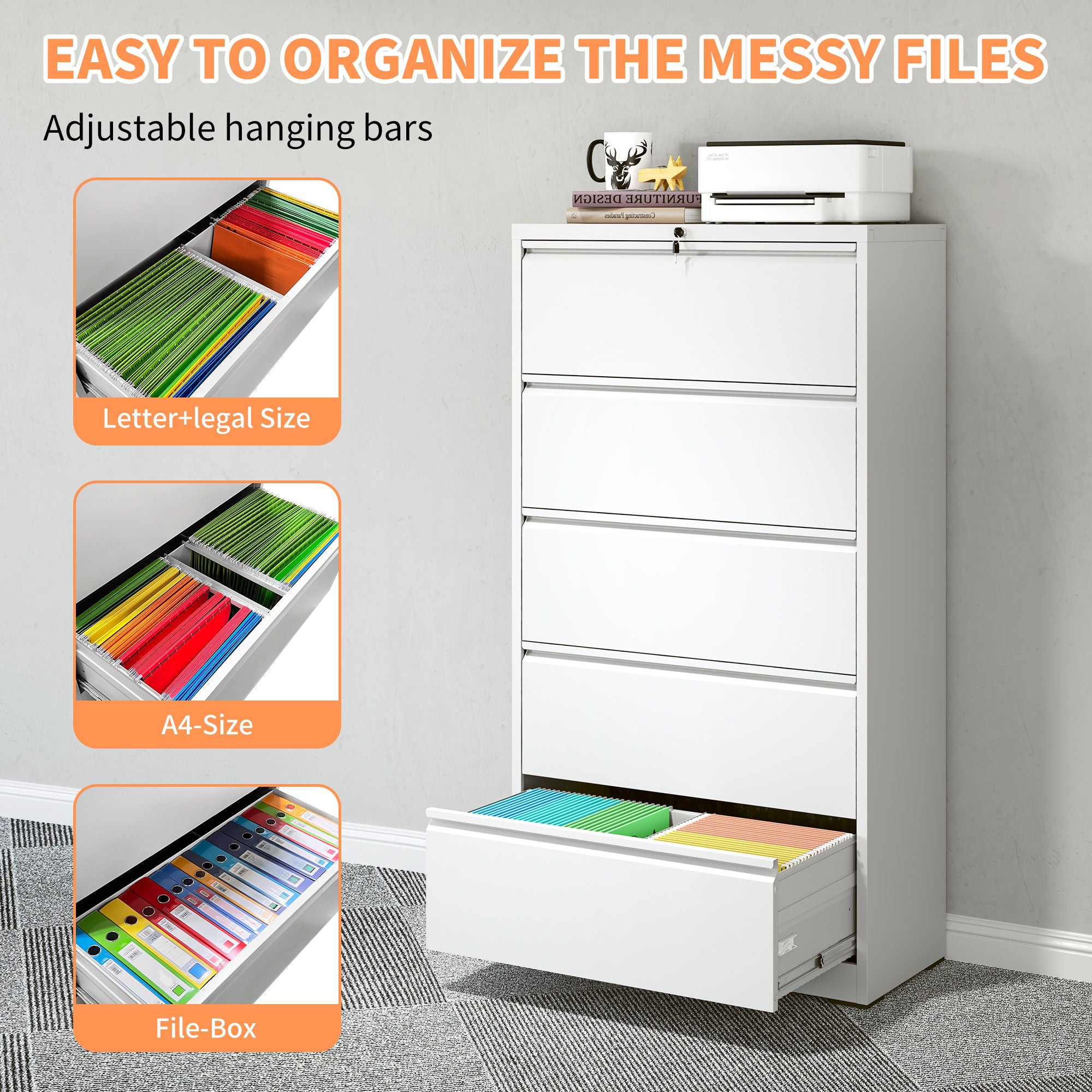 Premium Drawer Metal Lateral File Cabinet With Lock