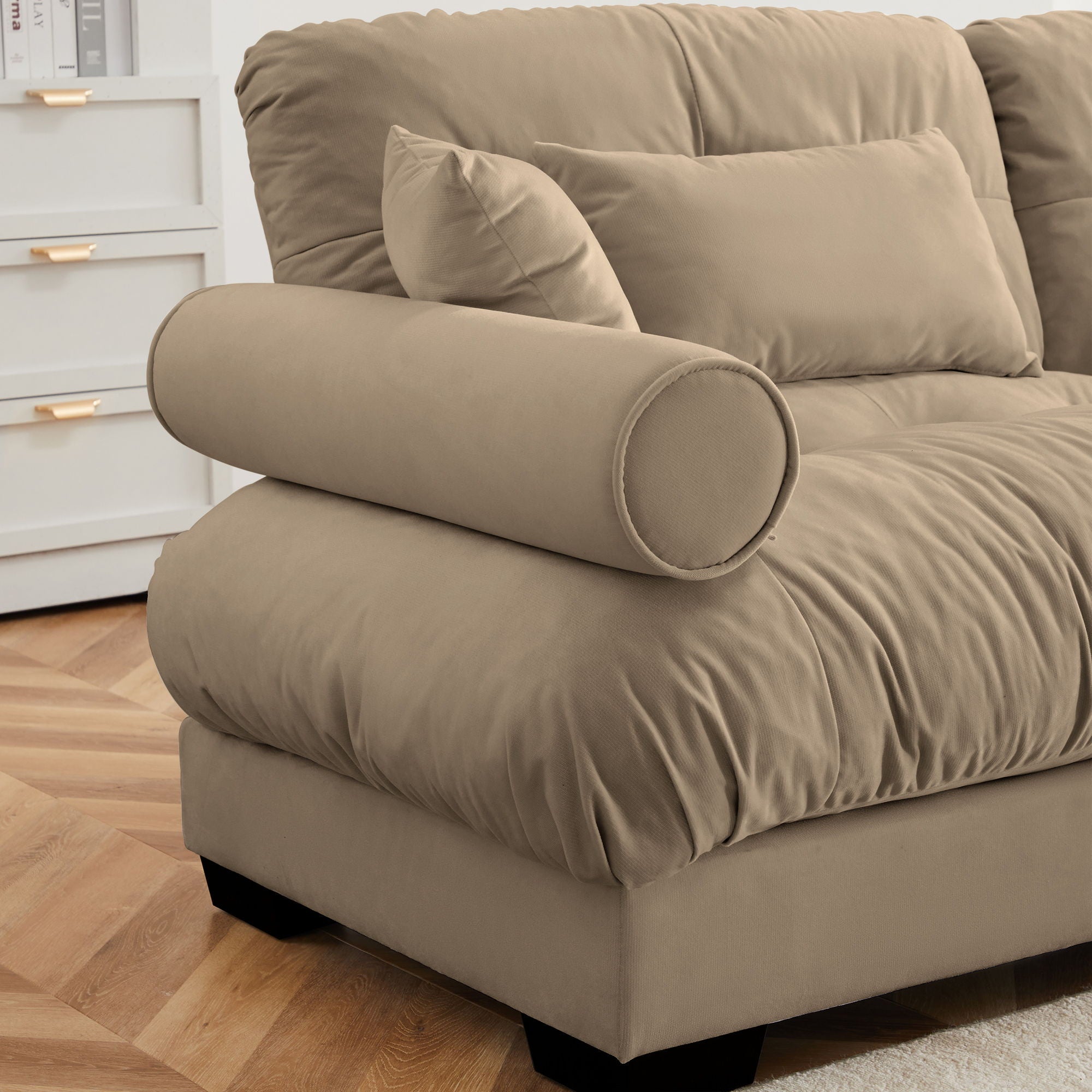 Super Comfort Oversized Modular Velvet Sectional Sofa, Deep Seat Convertible L Shaped Couch