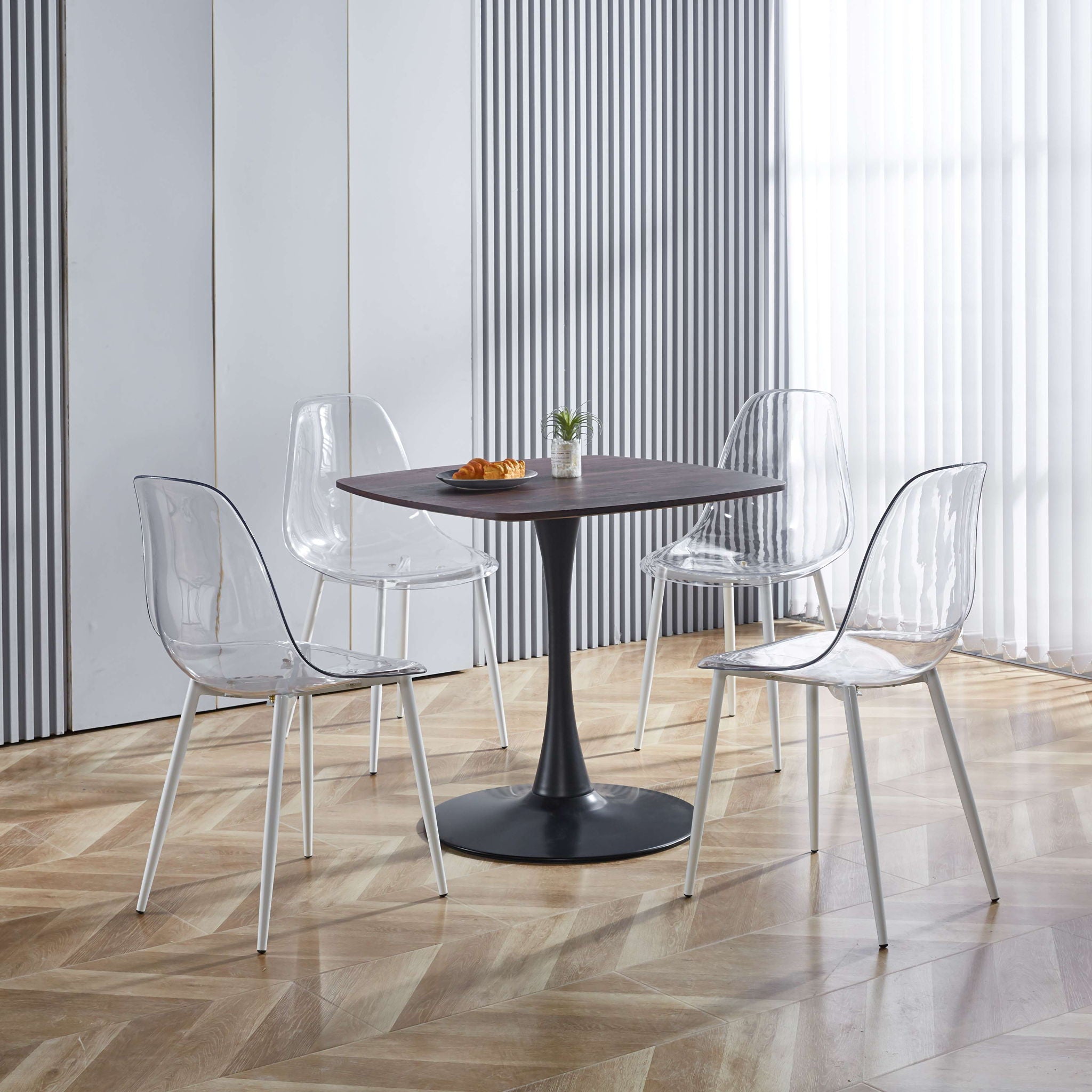 Transparent Plastic Seat Dining Chair (Set of 4)