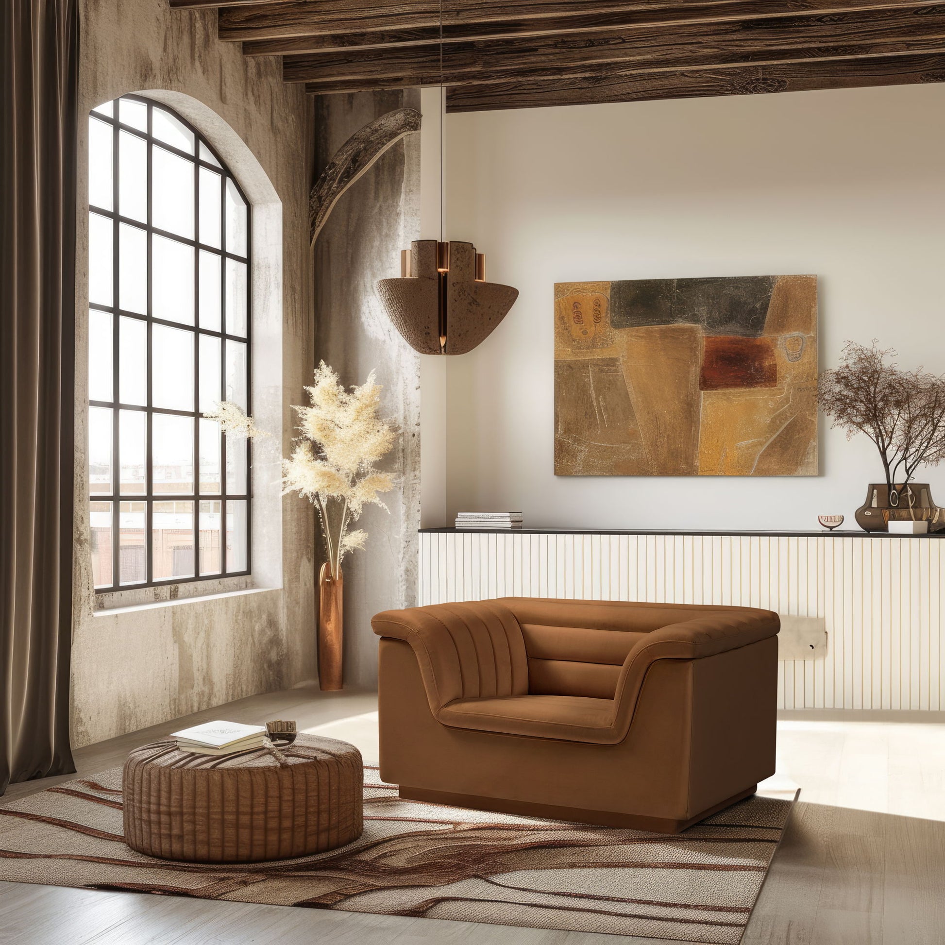 Cascade - Velvet Chair - Saddle - Best Buy Furniture