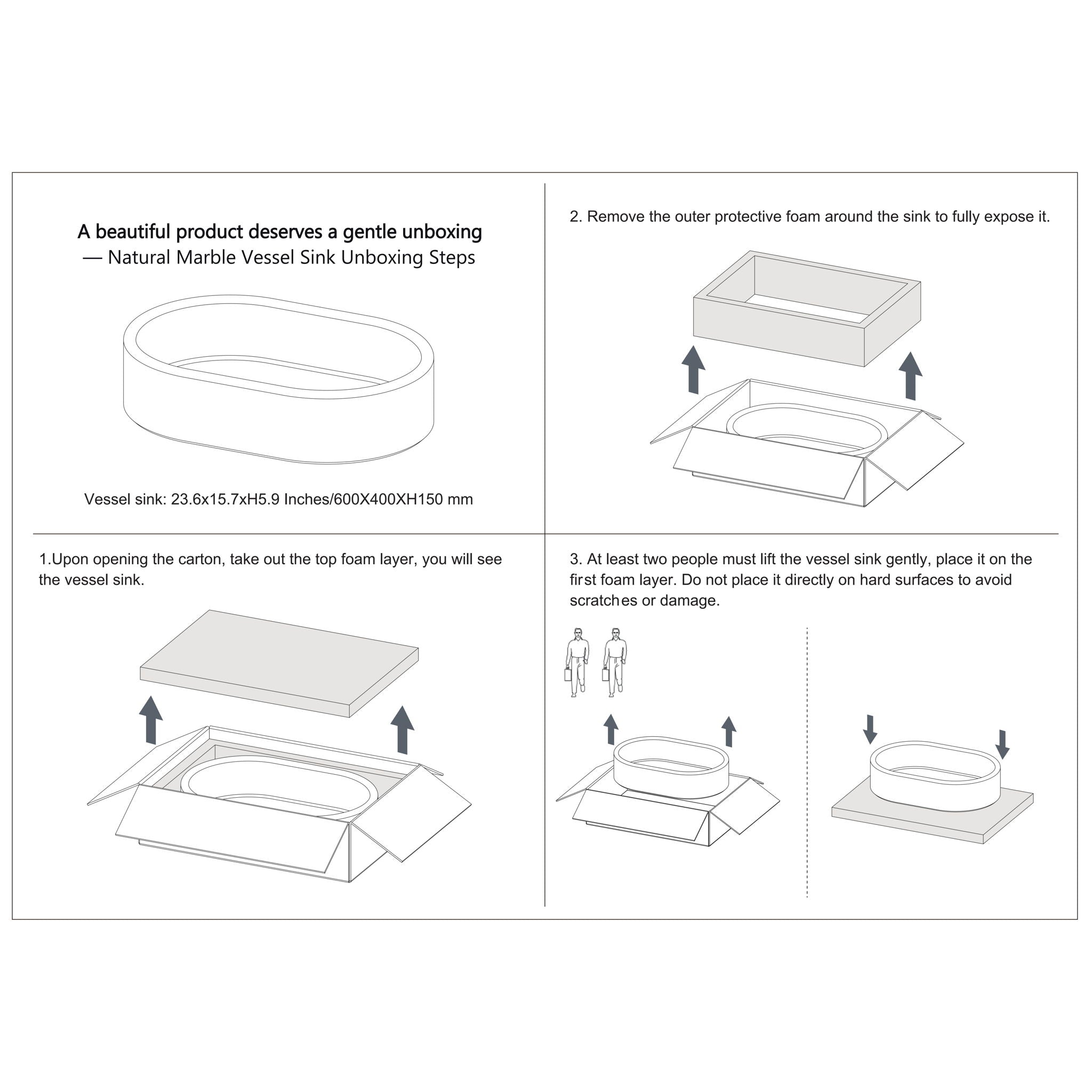 Bathroom Vessel Sink, Semi Polished Surface
