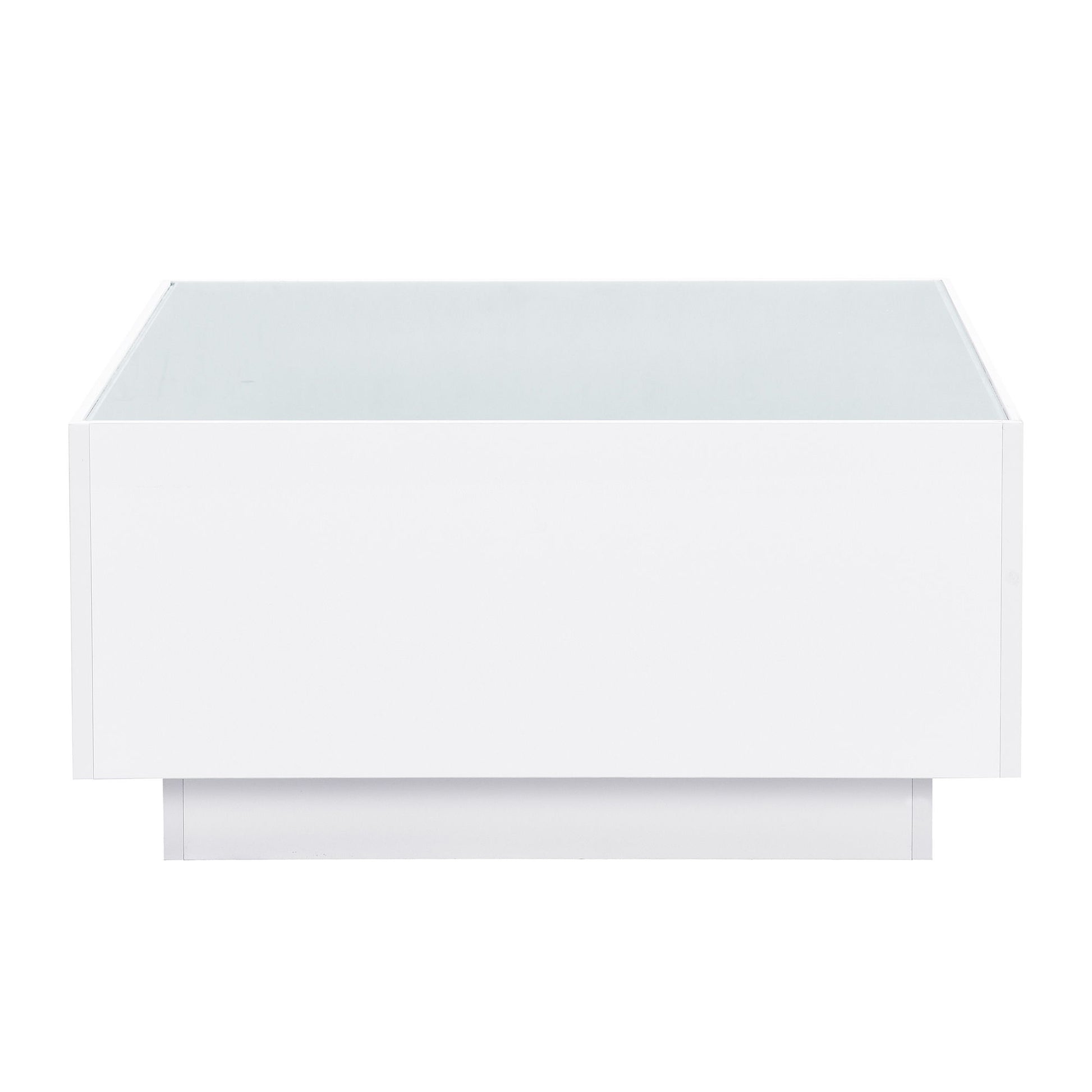 Square High Glossy Coffee Table With 16 Color Led Strip Lights, Modern Center Table With 5Mm Frosted Tempered Glass Top For Living Room - Best Buy Furniture