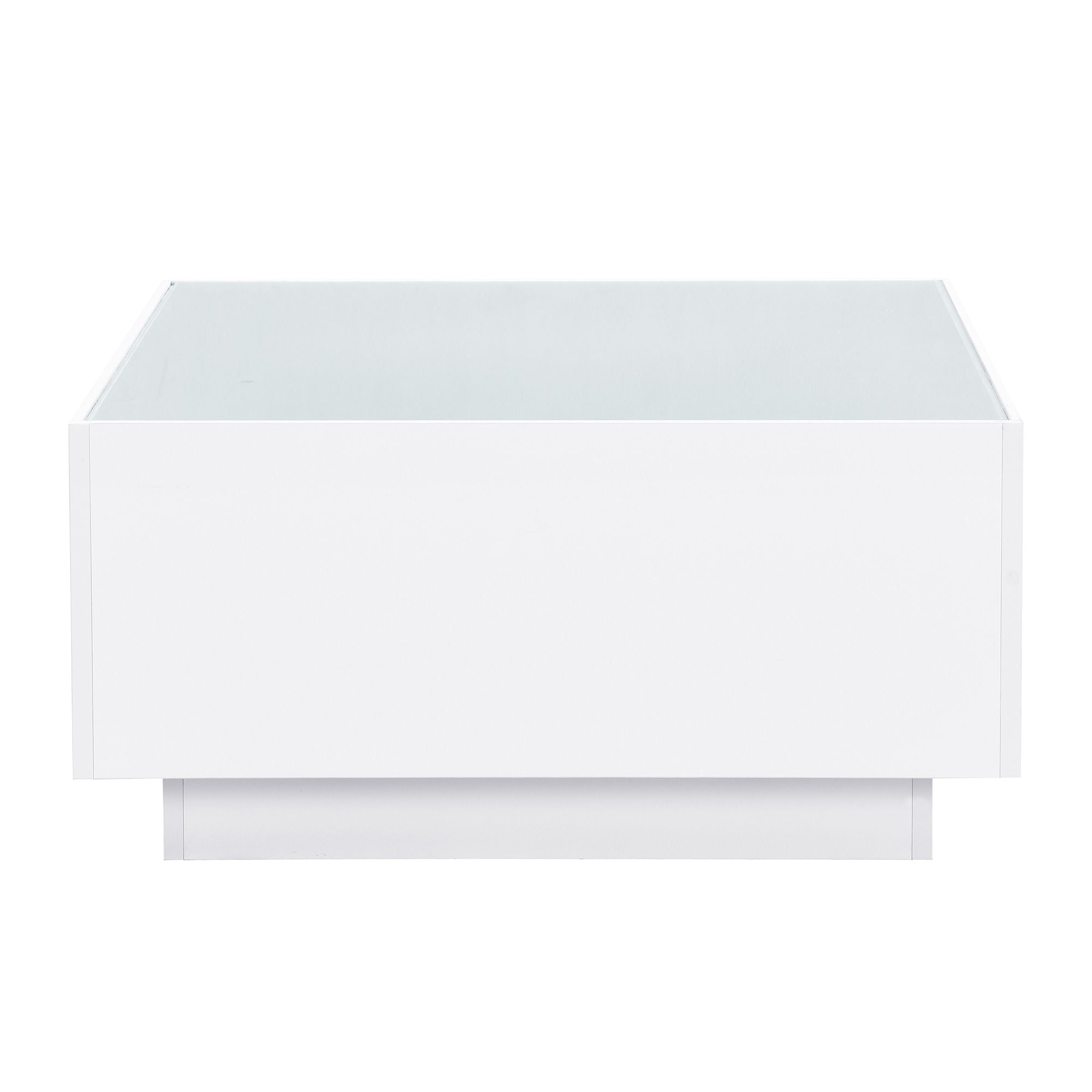 Square High Glossy Coffee Table With 16 Color Led Strip Lights, Modern Center Table With 5Mm Frosted Tempered Glass Top For Living Room - Best Buy Furniture