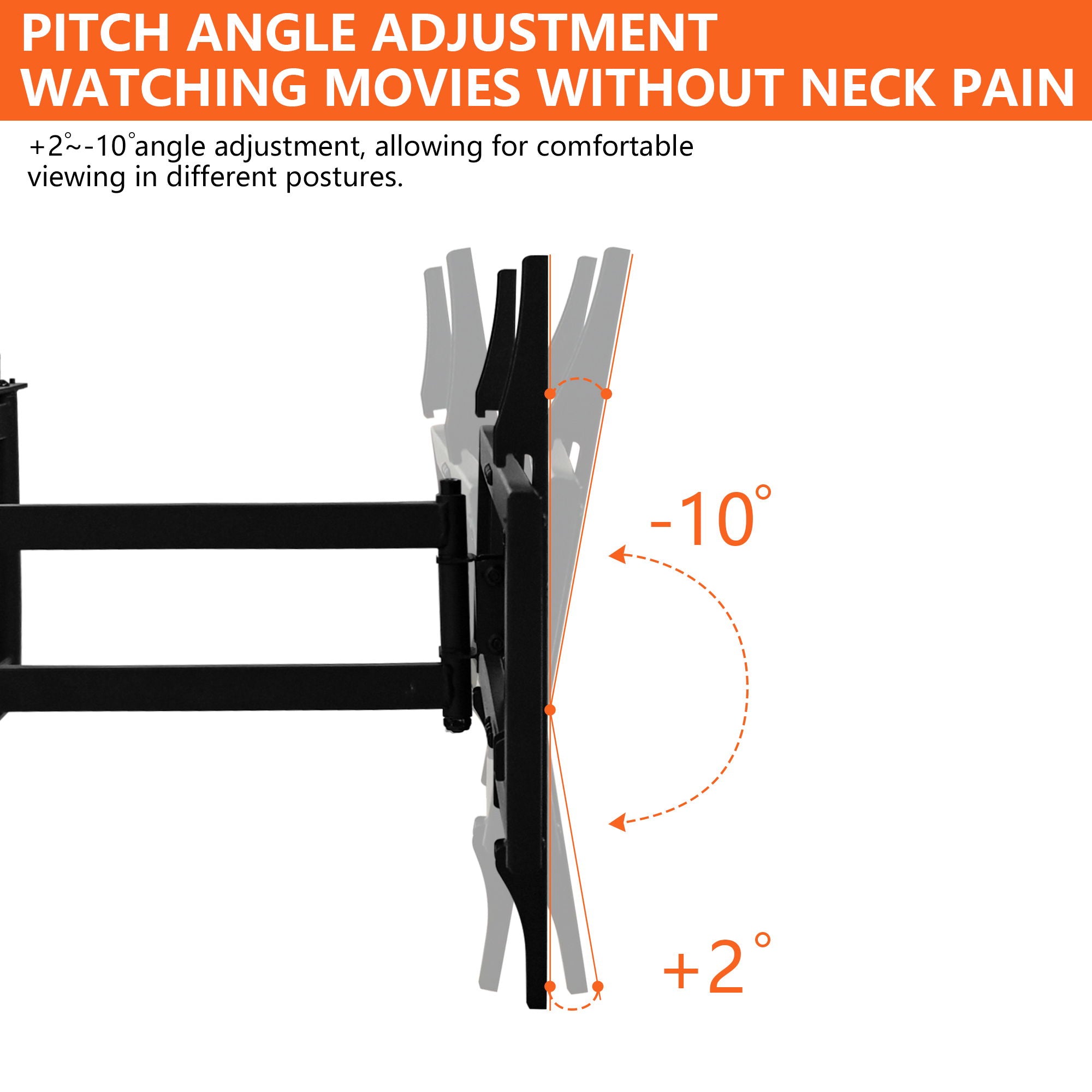 Full Motion TV Wall Mount Bracket For 40 120" TV Dual Arm Tilt & Swivel Vesa 800 X 400 Mm 132 Lbs Load - Black