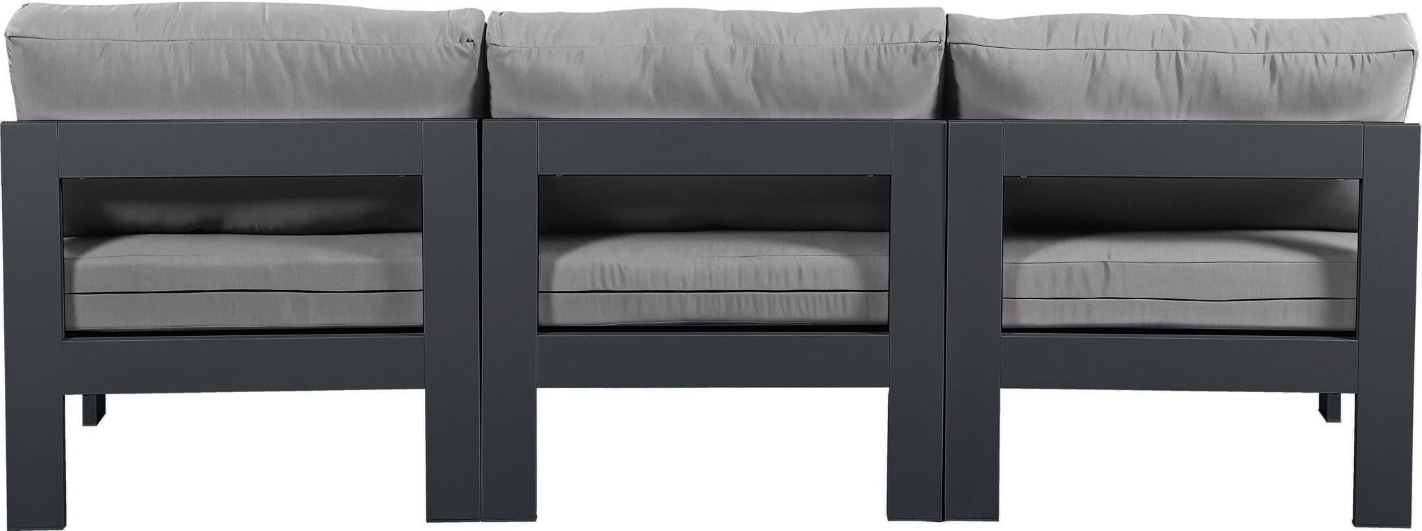 Nizuc - Outdoor Patio 3 Seat Armless Modular Sofa With Gray Frame