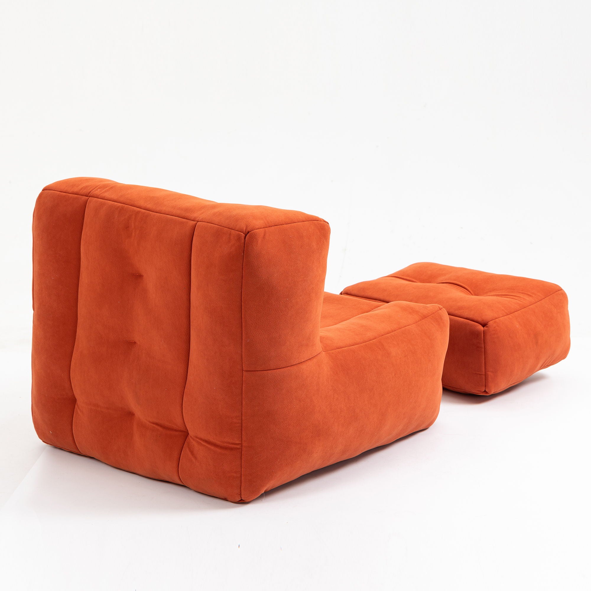 Modern Indoor Fluffy Bean Bag Chair With Memory Foam And Ottoman, Super Soft