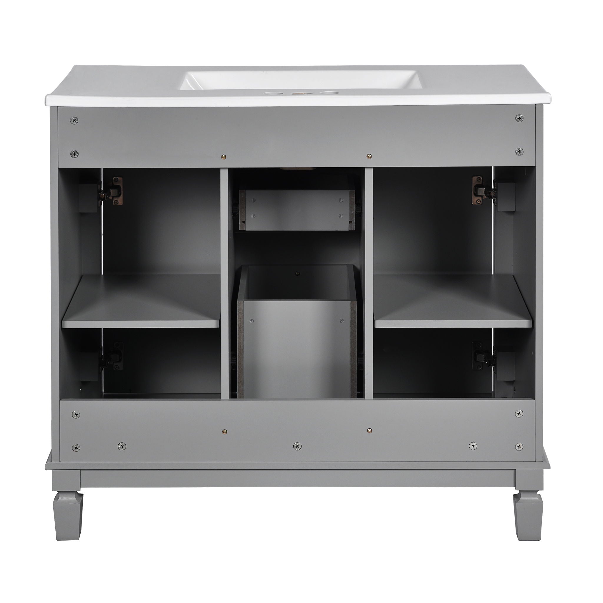 Bathroom Vanity With Top Sink, Mirror Cabinet, 2 Soft Closing Doors & 2 Drawers