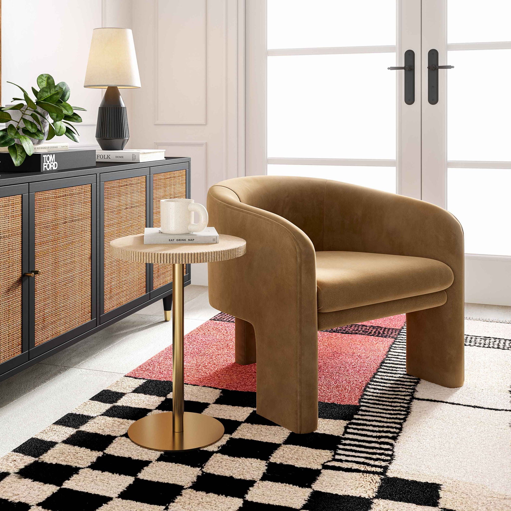 Fiona - Stone Side Table - Gold