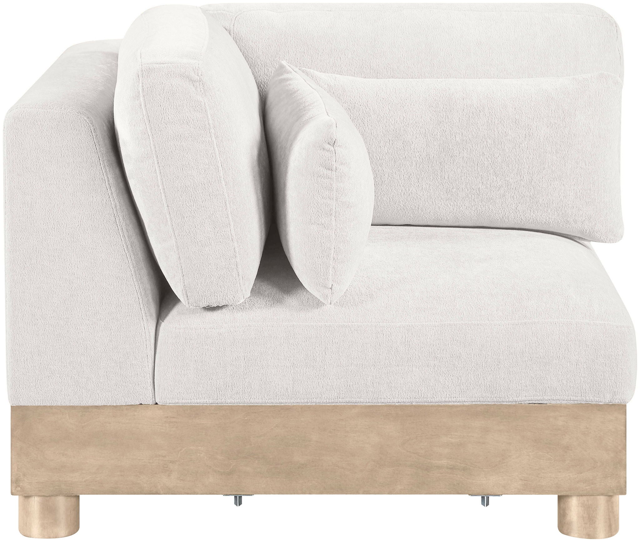 Turin - Chenille Fabric Upholstered Modular Corner Chair - Natural Base