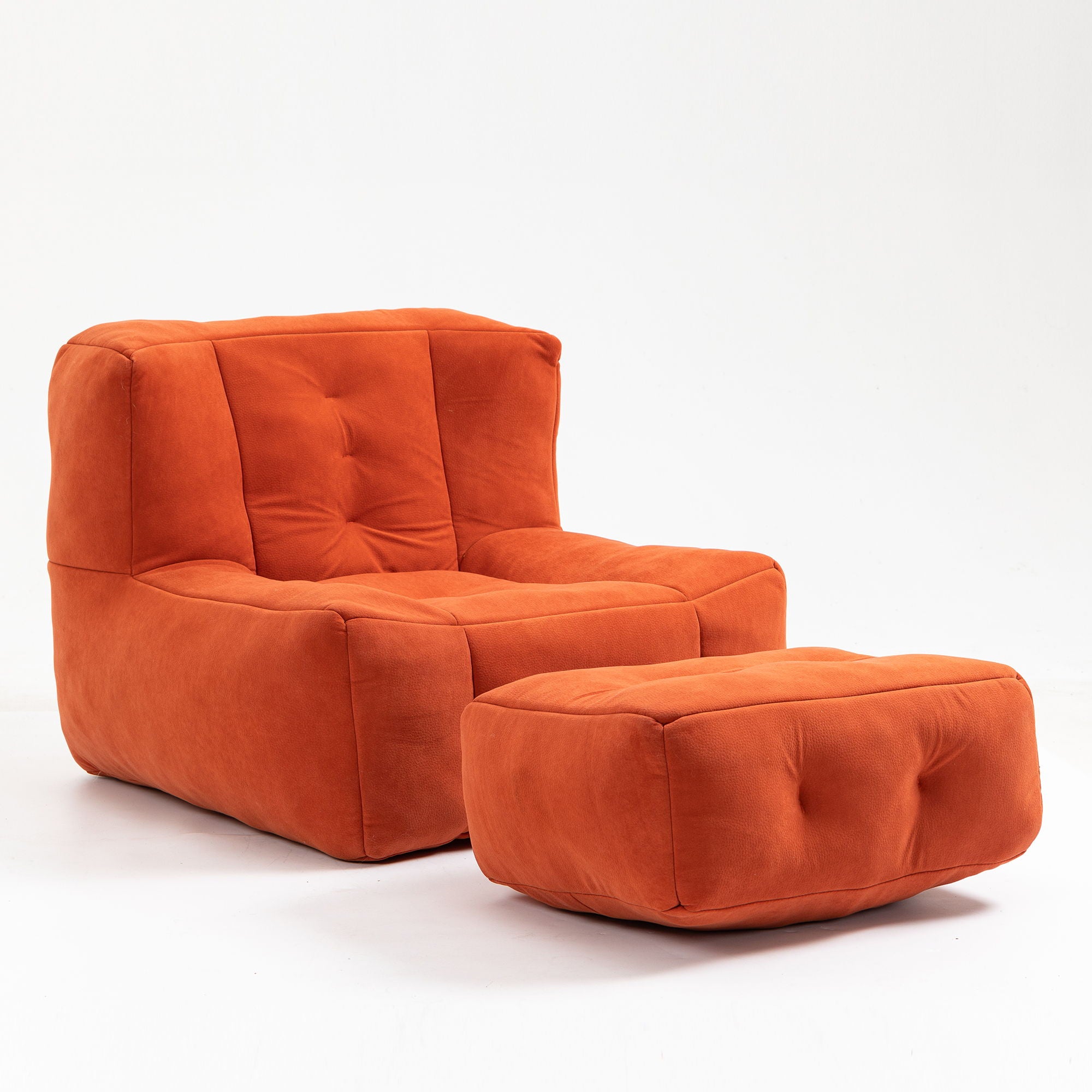 Modern Indoor Fluffy Bean Bag Chair With Memory Foam And Ottoman, Super Soft