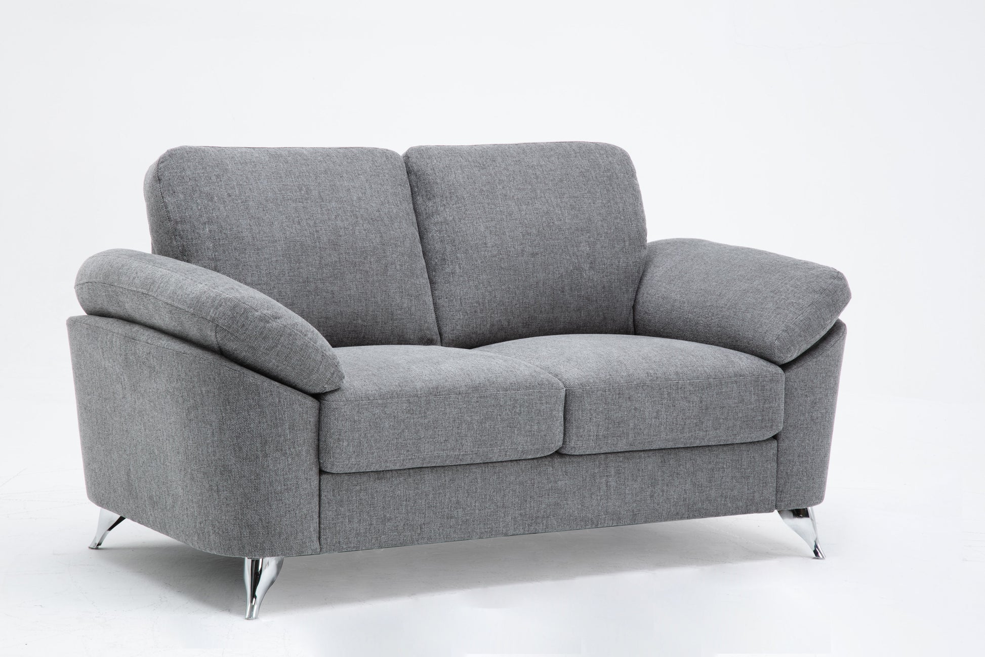 Villanelle - Loveseat With Chrome Finish Legs - Light Gray - Best Buy Furniture
