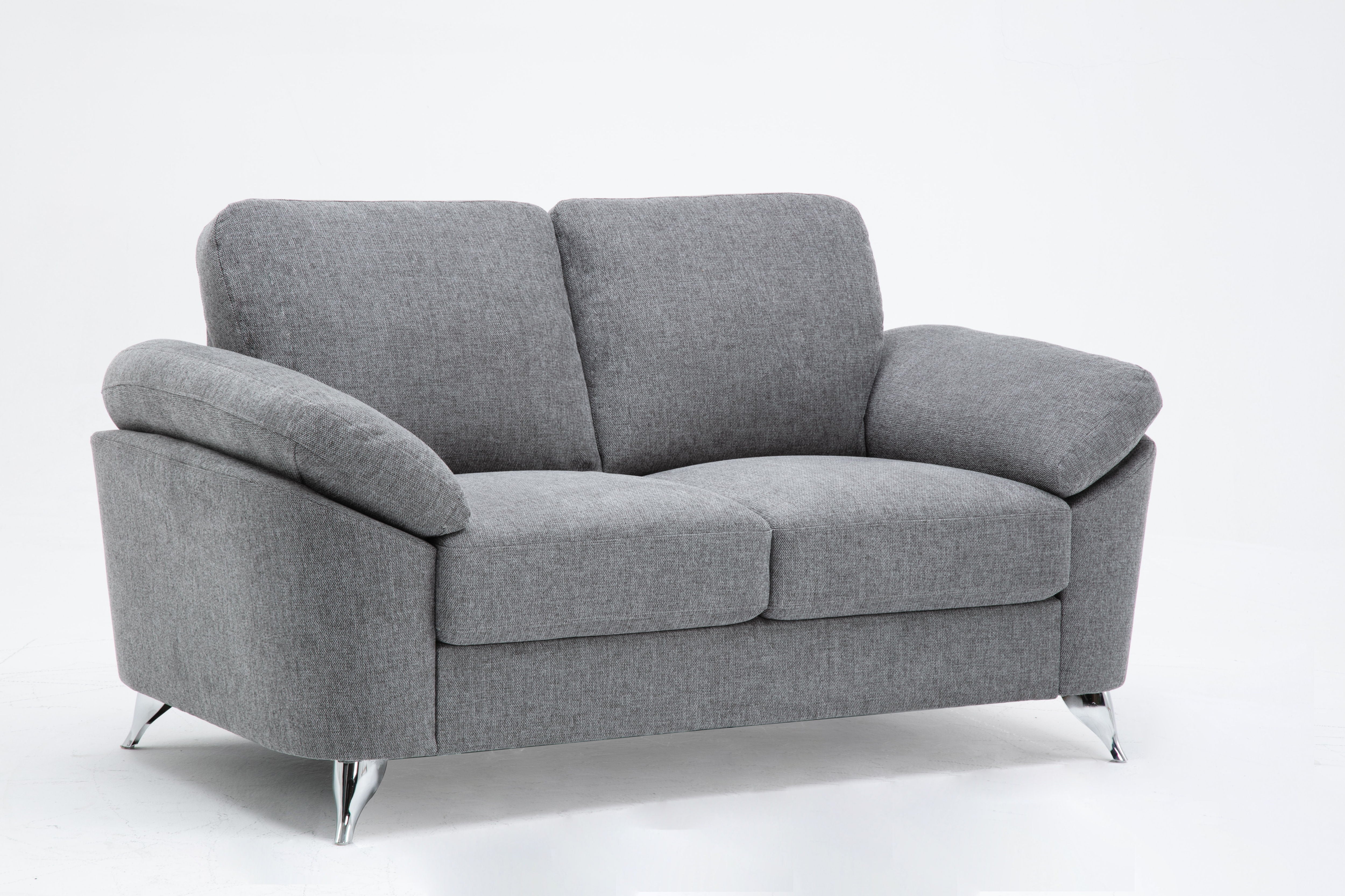 Villanelle - Loveseat With Chrome Finish Legs - Light Gray - Best Buy Furniture