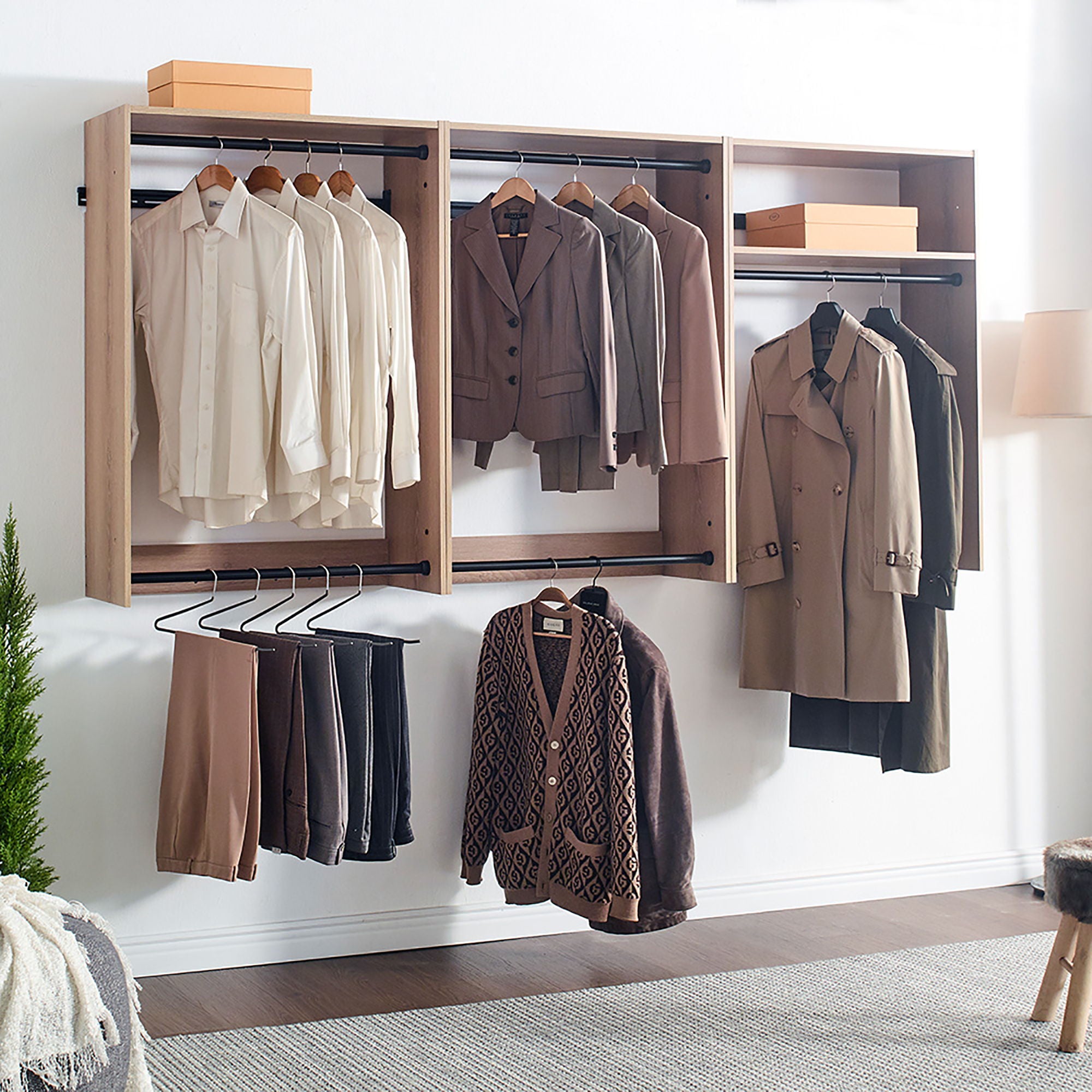 Devi - Wall Mounted Wood Closet System - Best Buy Furniture