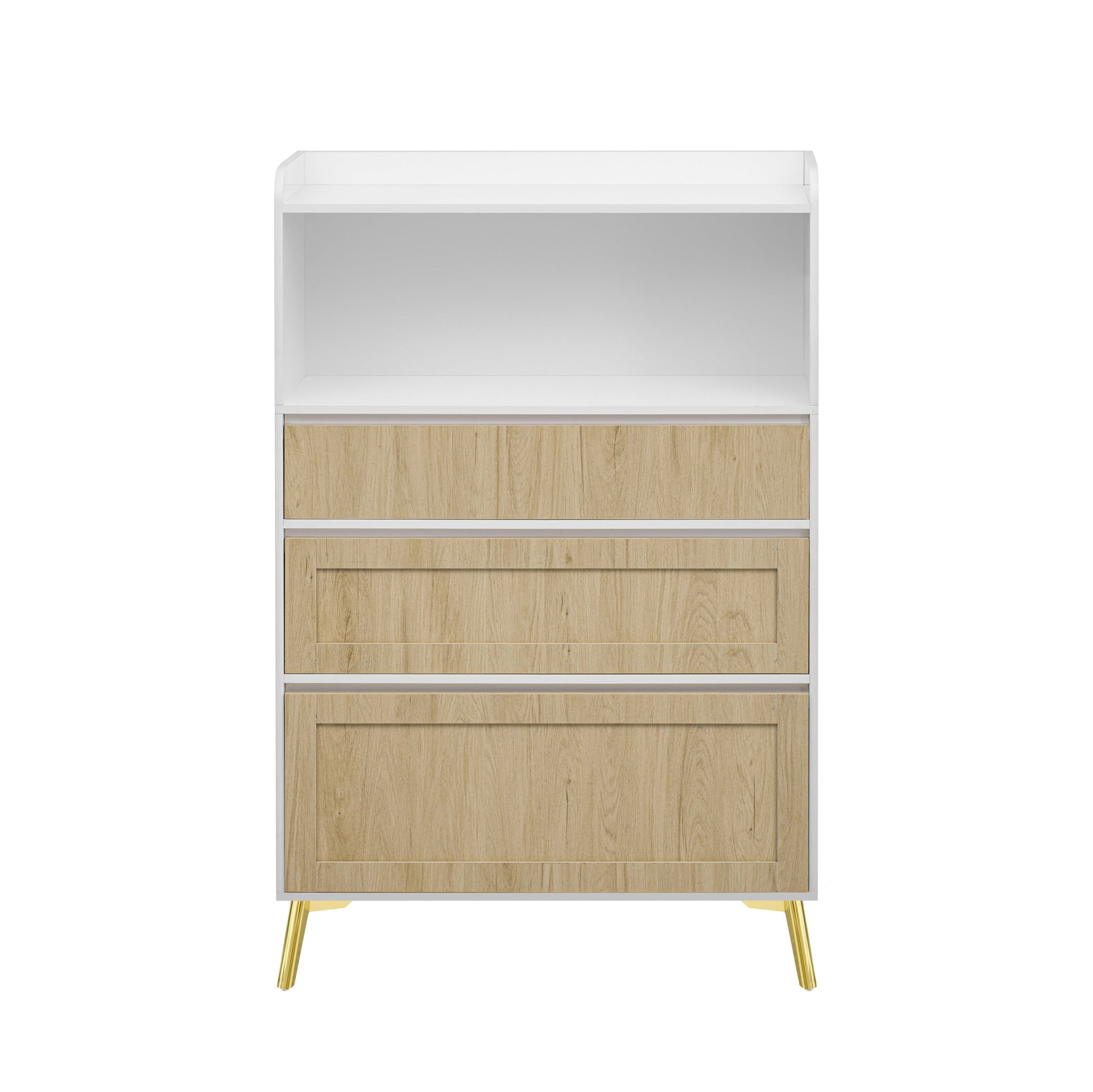 Modern Design Three Drawer Storage Cabinet,Bedroom Clothes Storage Can Be Used in Dining Room, Kitchen, Bedroom. White Solid Wood Frame - Best Buy Furniture