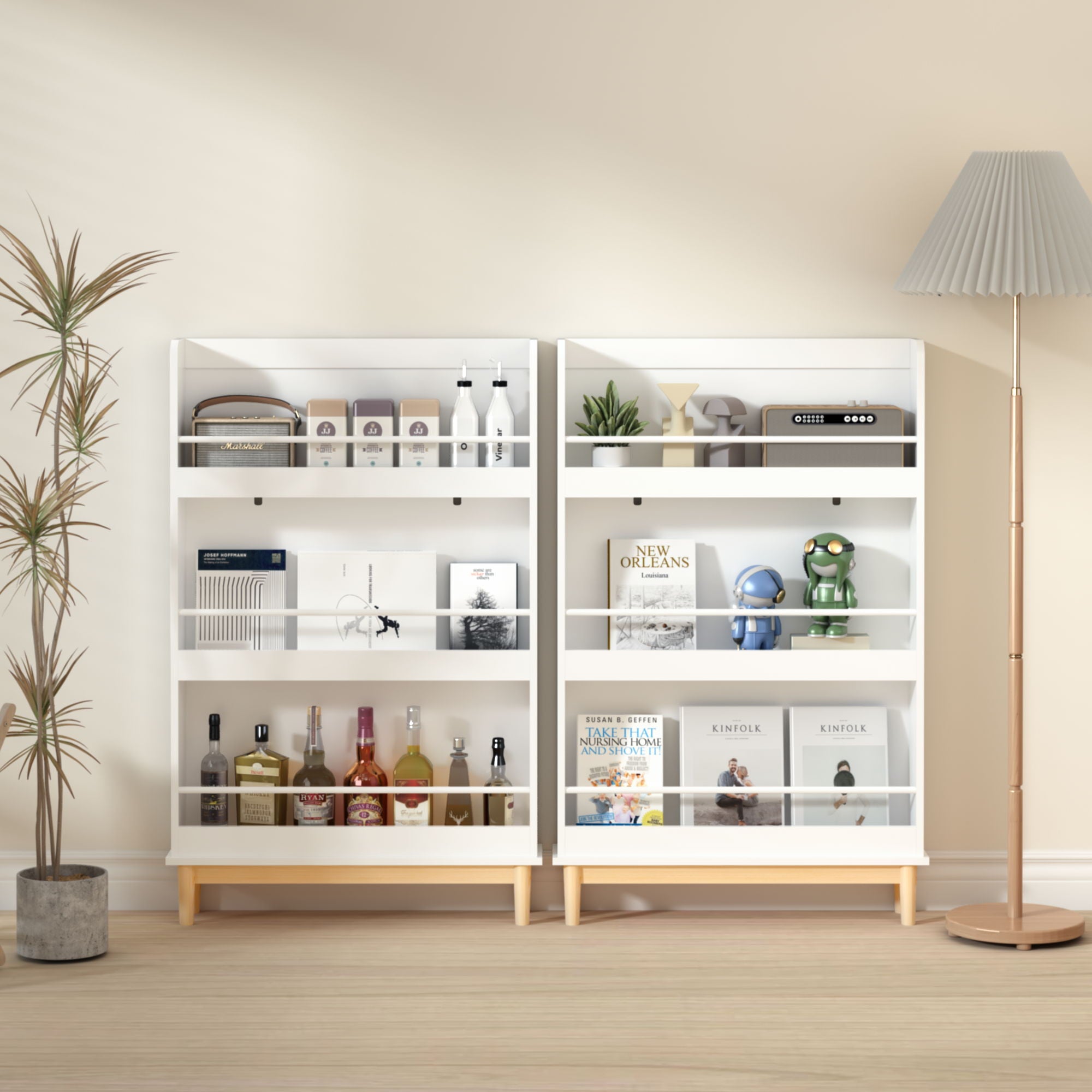 Wall Mounted Bookshelf, 3 Front Facing Display Shelves For Toddler Bedroom - White