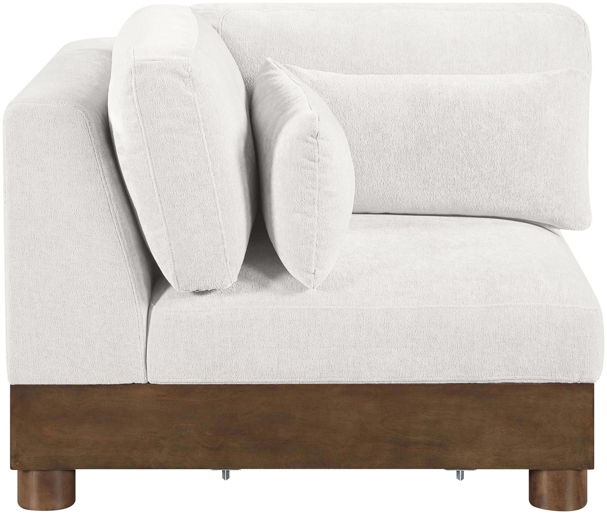 Turin - Chenille Fabric Upholstered Modular Corner Chair - Walnut Base