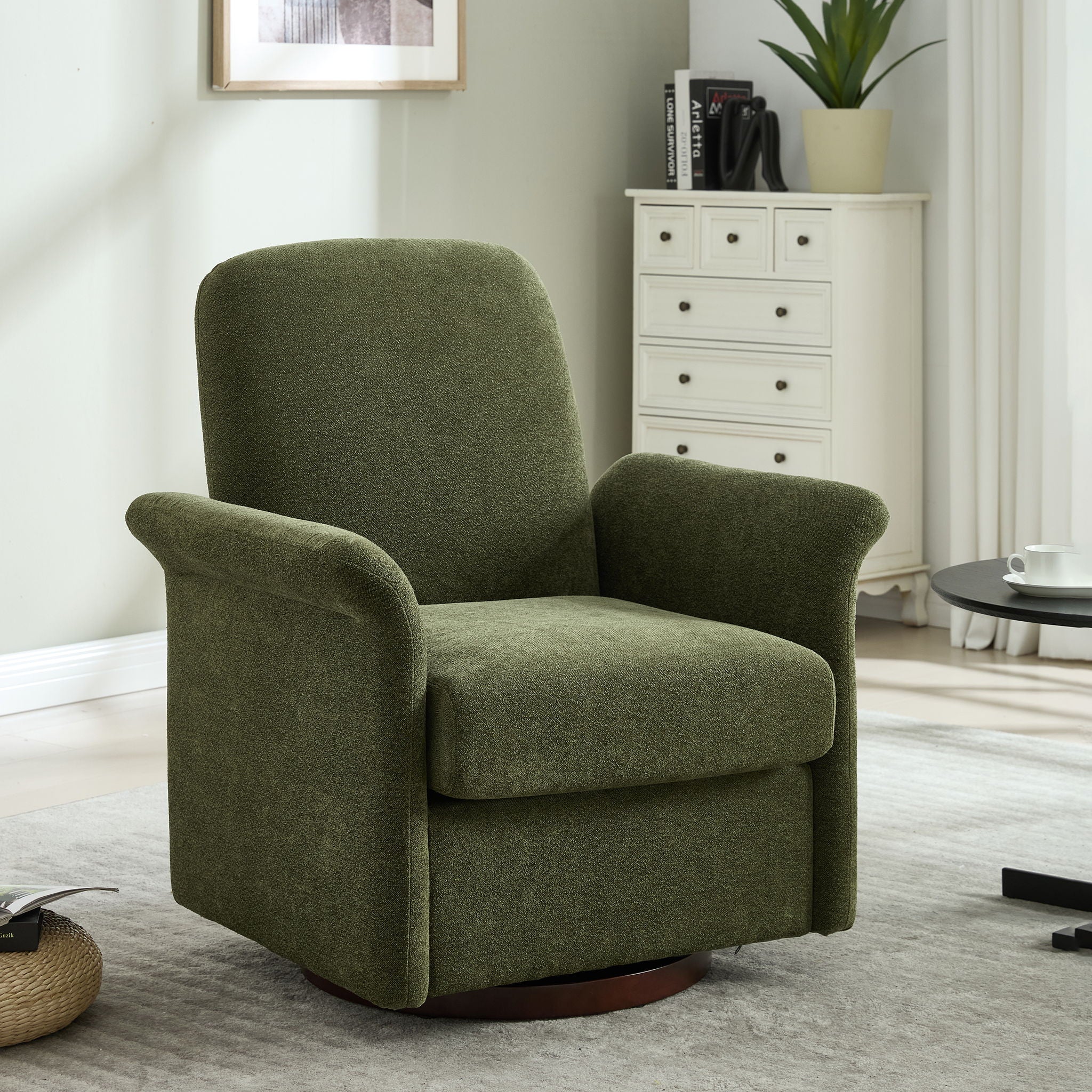 Modern Swivel Barrel Accent Chair With Base