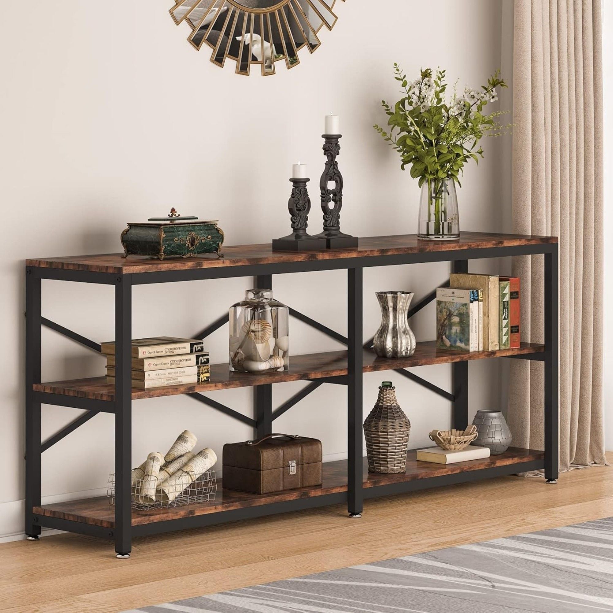 Console Table With X Back Design, Extra Long Storage