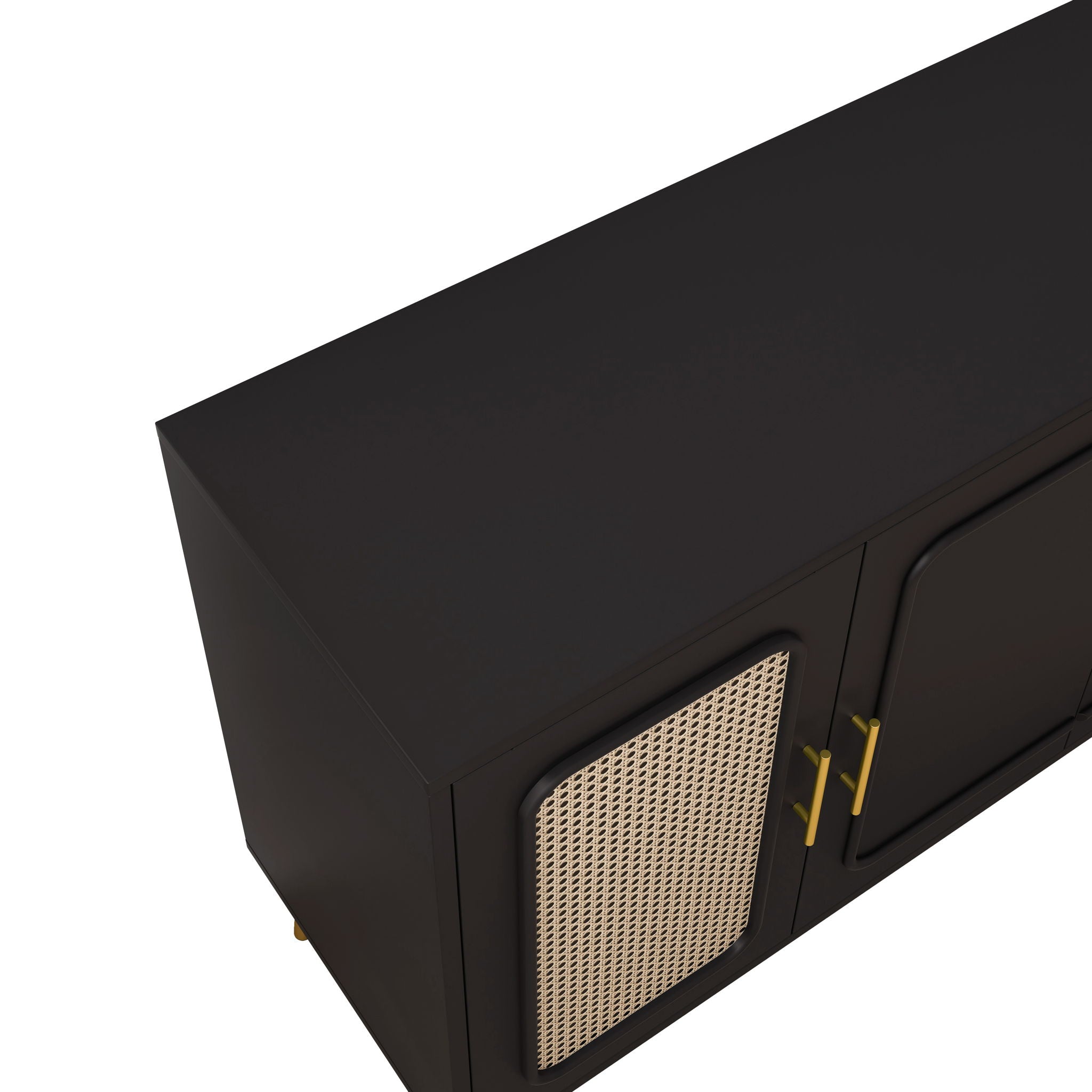 Vintage 4 Door Cabinet For Living Room - Black