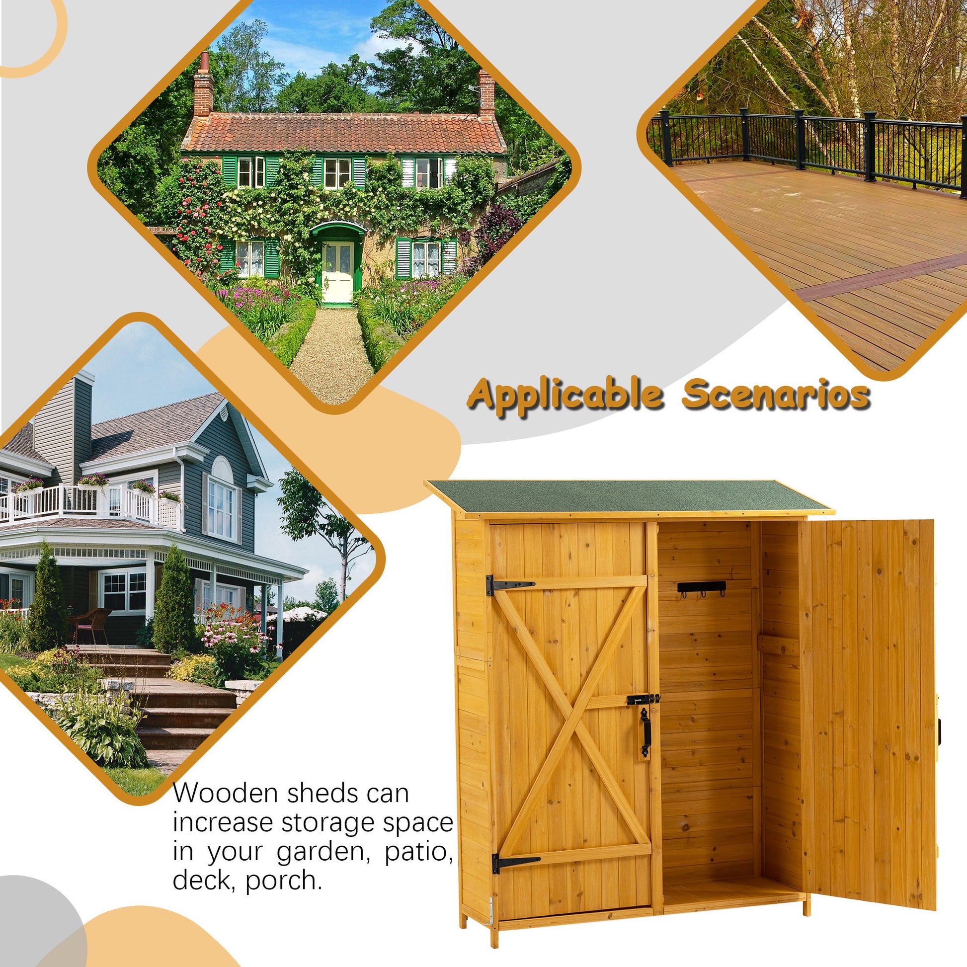 Outdoor Storage Shed With Lockable Door, Tool Storage Shed, Detachable Shelves & Pitch Roof - Best Buy Furniture