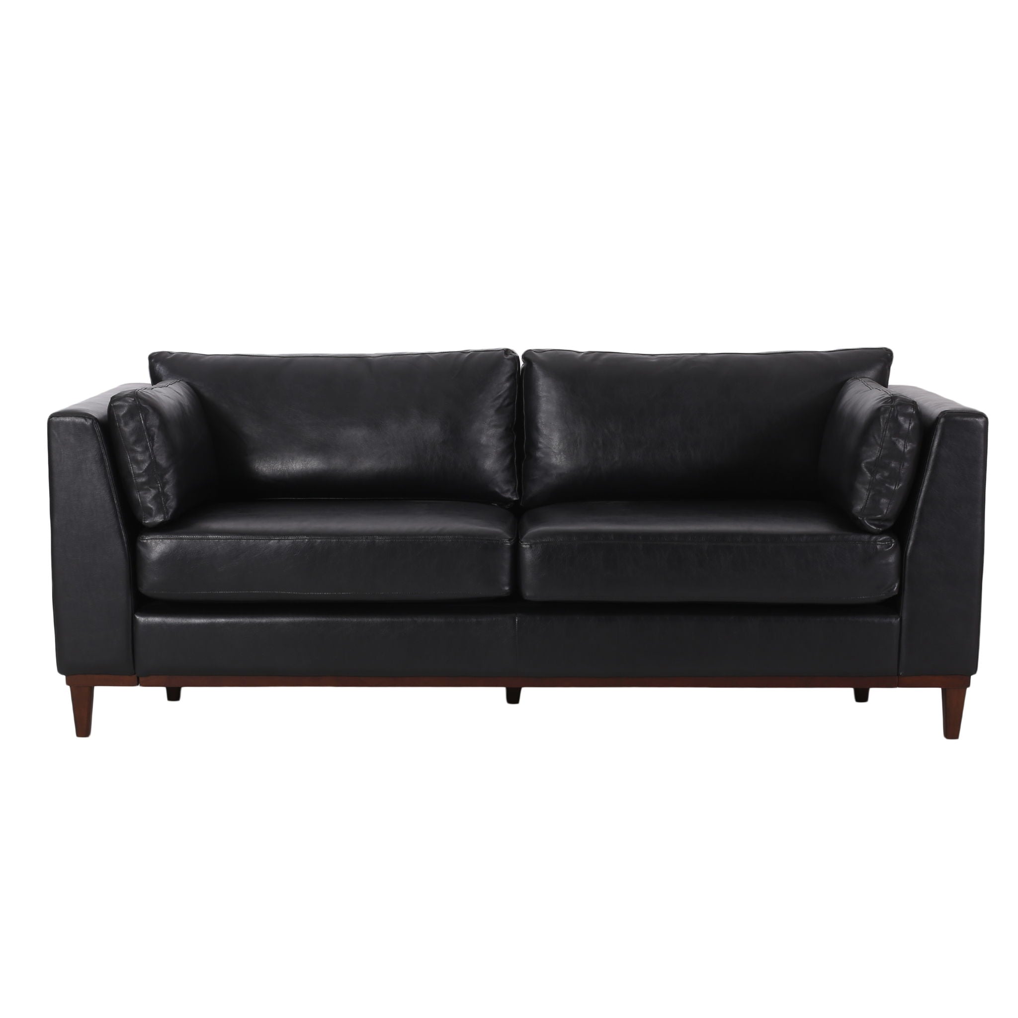 Contemporary 3 Seater Sofa With Tuxedo Arms - Black
