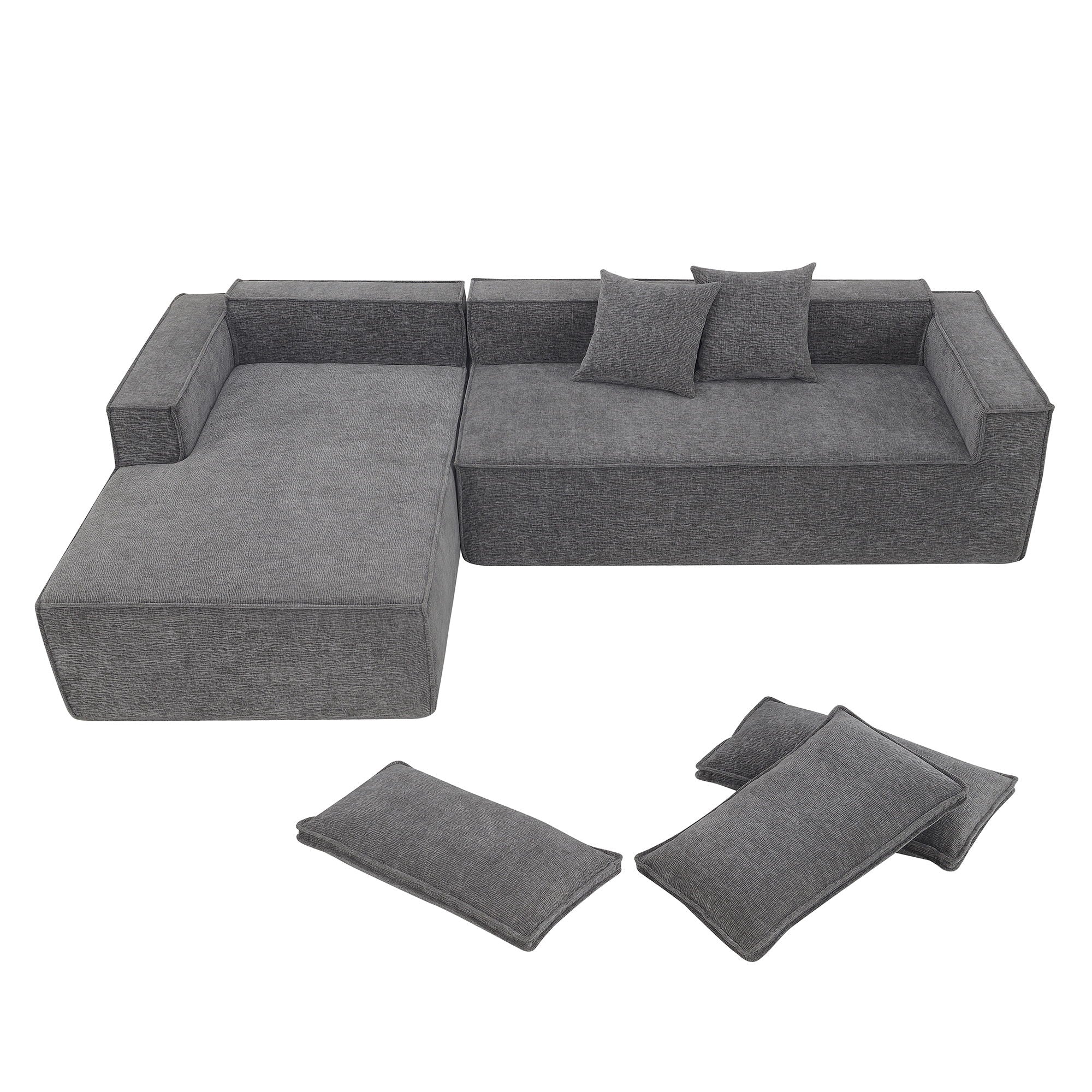 Free Combination Minimalist Style Modular Sectional, Wrinkle Resistant Couch Set L Shaped Compressed Sofa For Living Room