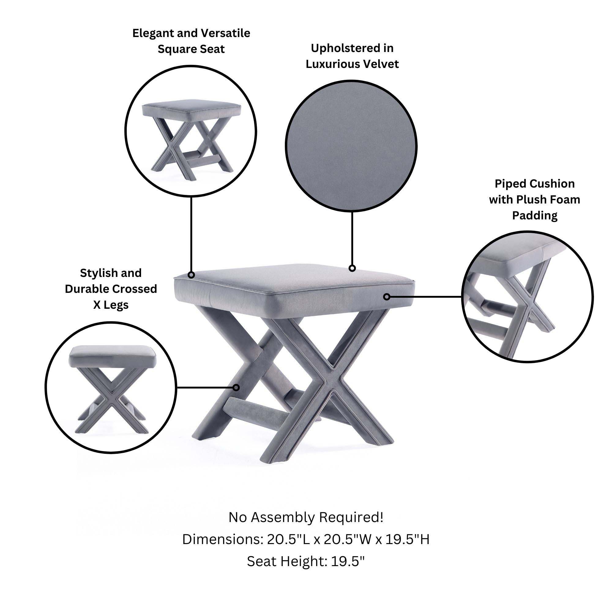 Abigail - Accent Bench With Piped Cushion