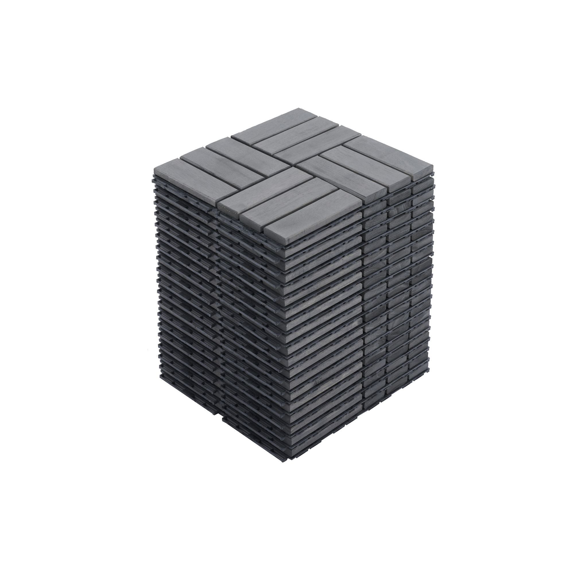 Acacia Wood Interlocking Deck Tiles Checker Pattern For Outdoor Flooring