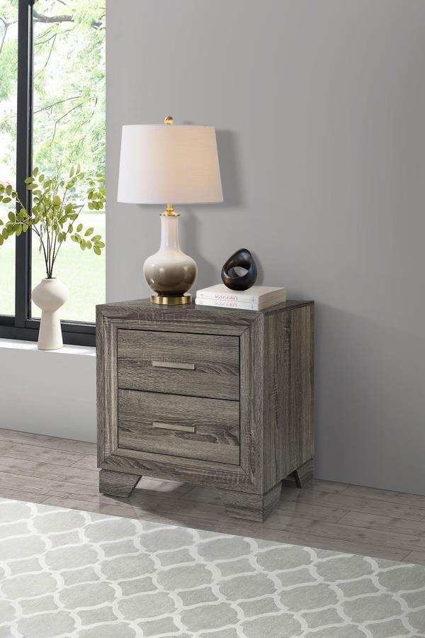 Wright - 2-Drawer Nightstand Bedside Table - Brown Oak - Best Buy Furniture