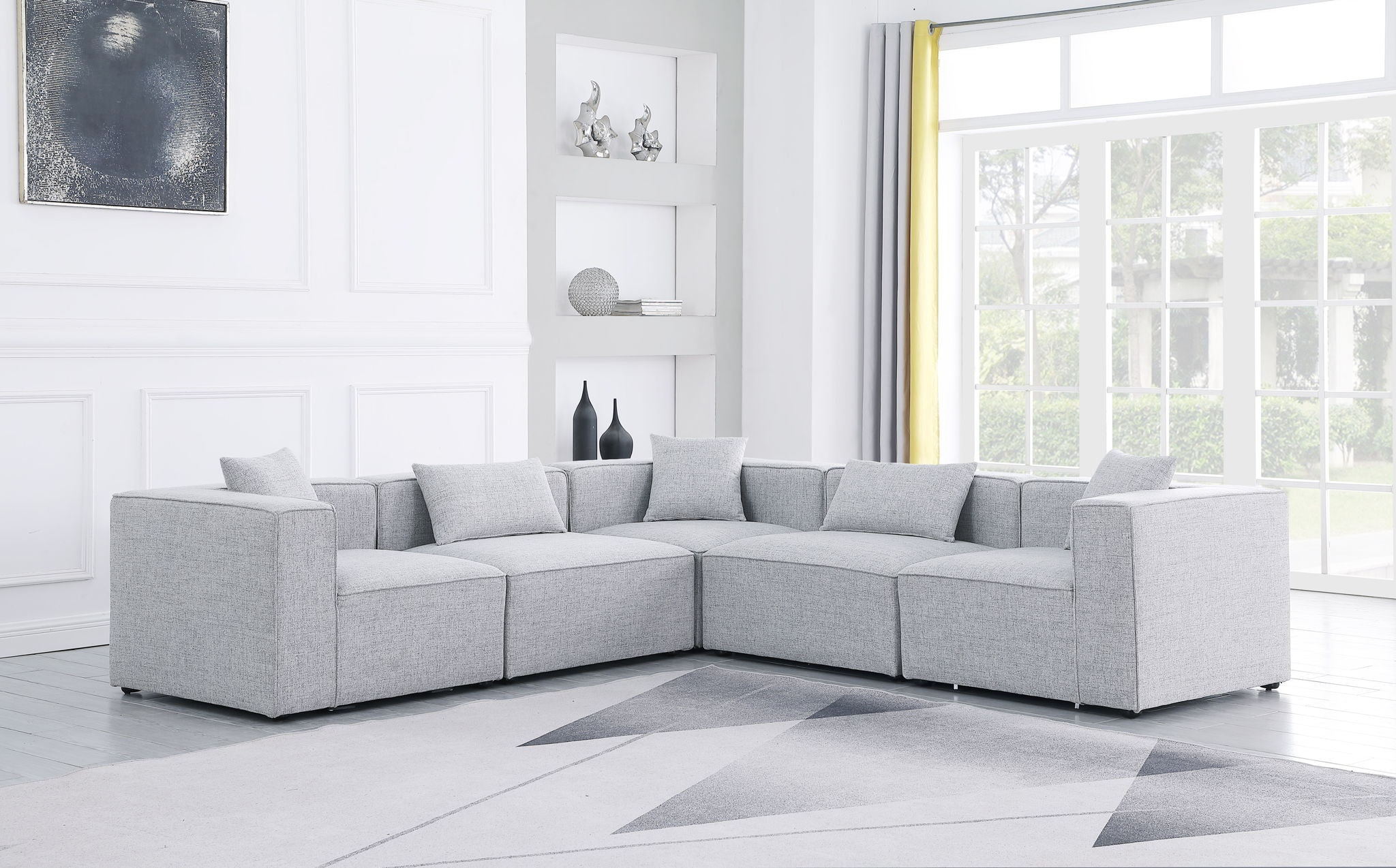 Cube - Linen 5 Piece Modular Corner Sectional