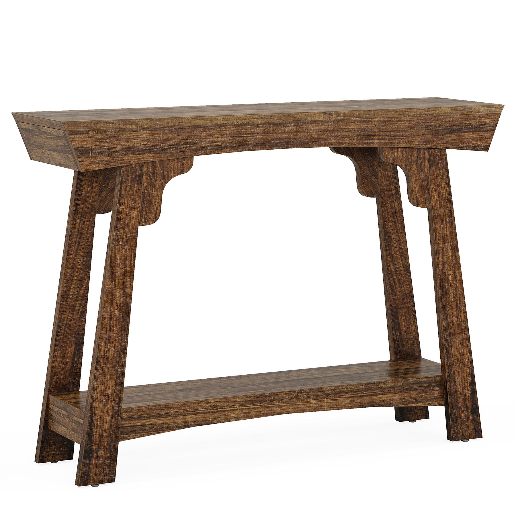 Console Table With 2 Tier Storage - Rustic Brown
