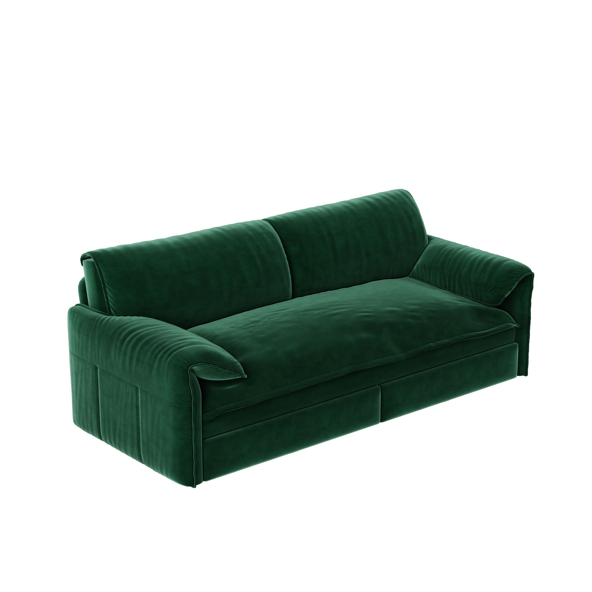 Queen Pull Out Sofa Bed, 3 In 1 Convertible Sleeper Sofa With Side Storage For Living Room - Green