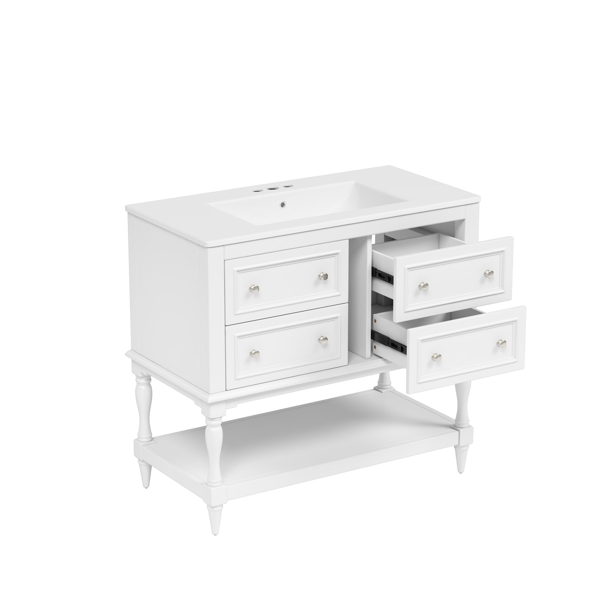 Bathroom Vanity Cabinet With Undermount Sink, 4 Drawer Set