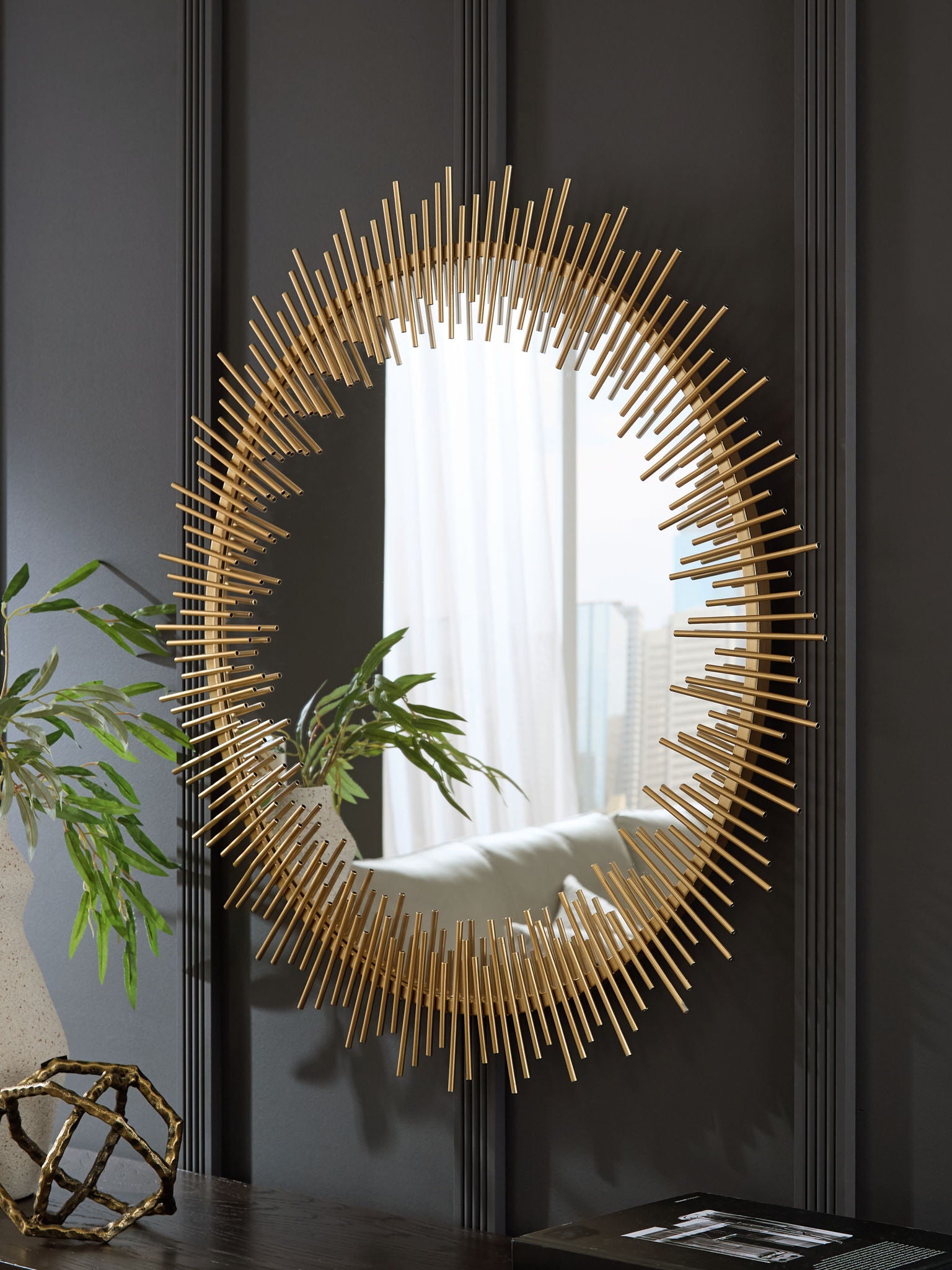 Wainport - Accent Mirror - Gold Finish - Best Buy Furniture