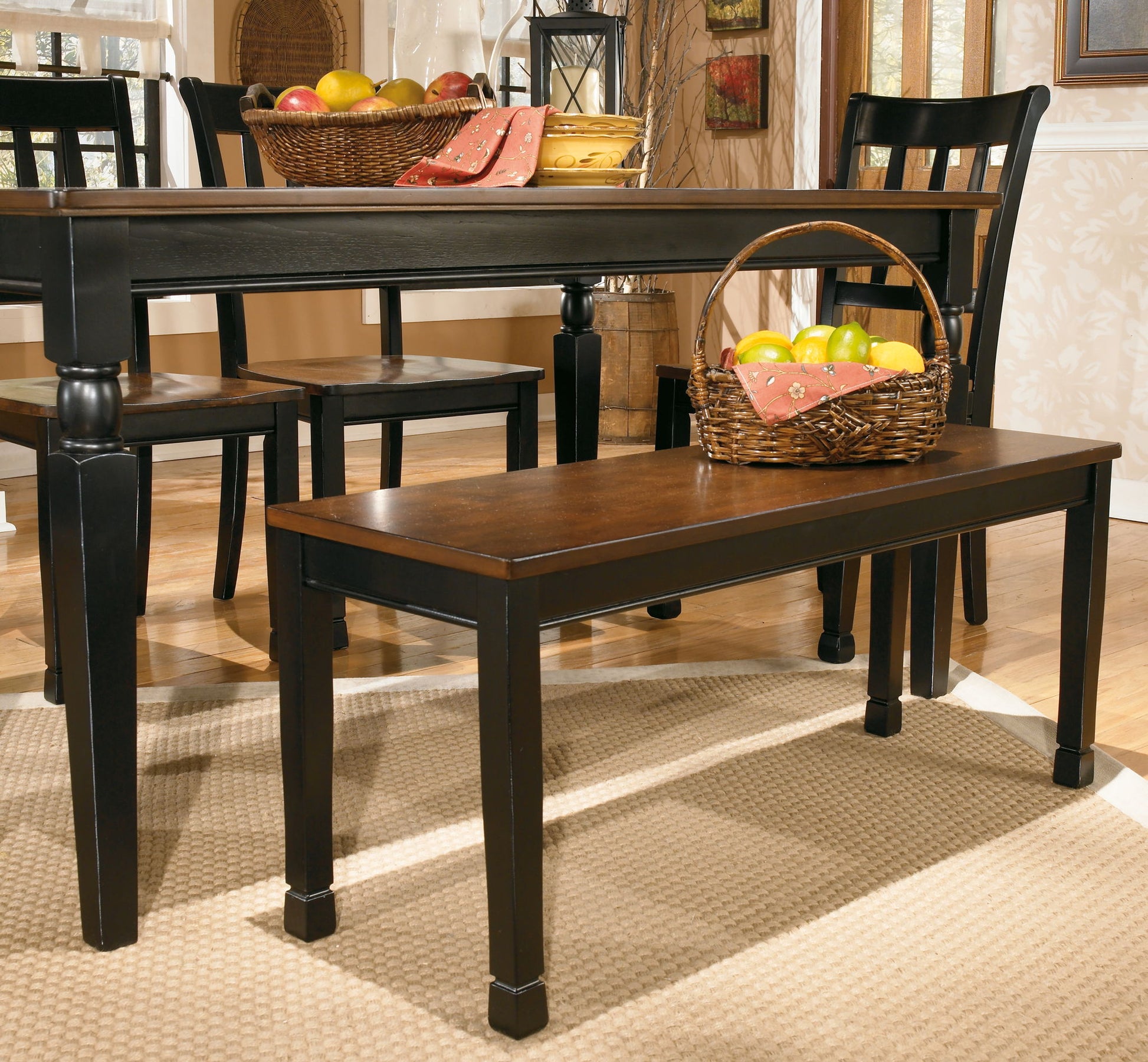Owingsville - Large Dining Room Bench - Black / Brown - Best Buy Furniture