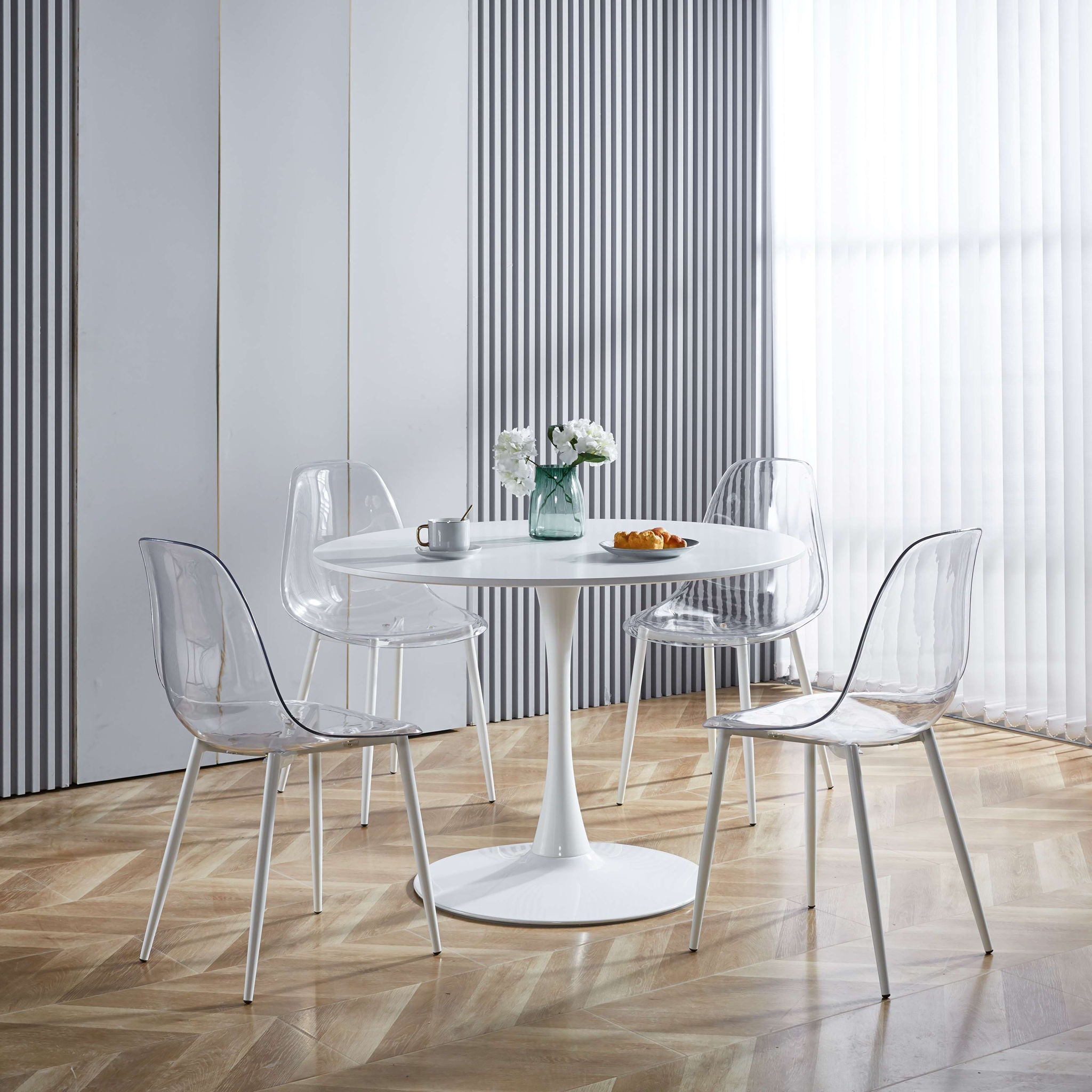 Transparent Plastic Seat Dining Chair (Set of 4)
