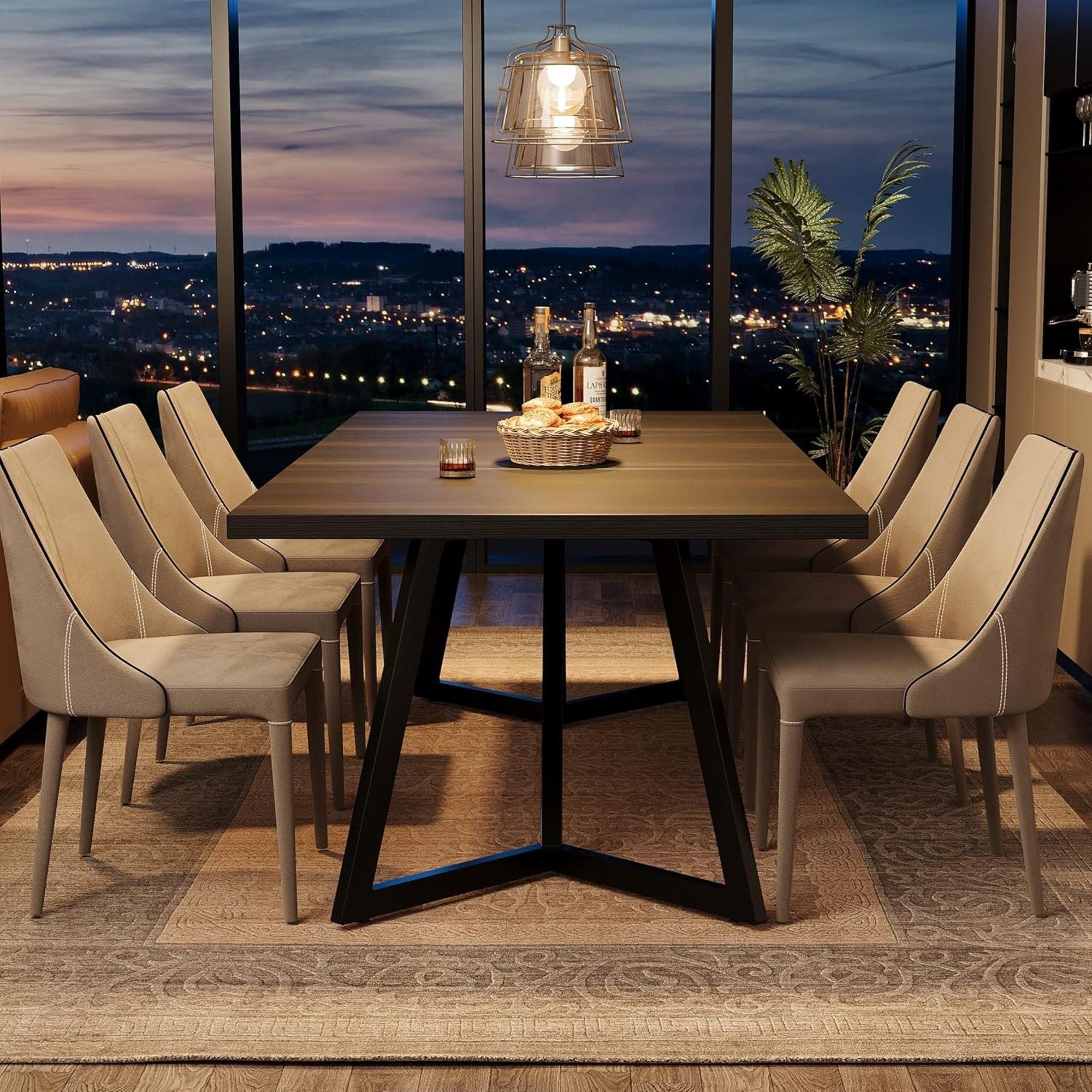 Rectangular Dining Table For 6 - 8 People - Black