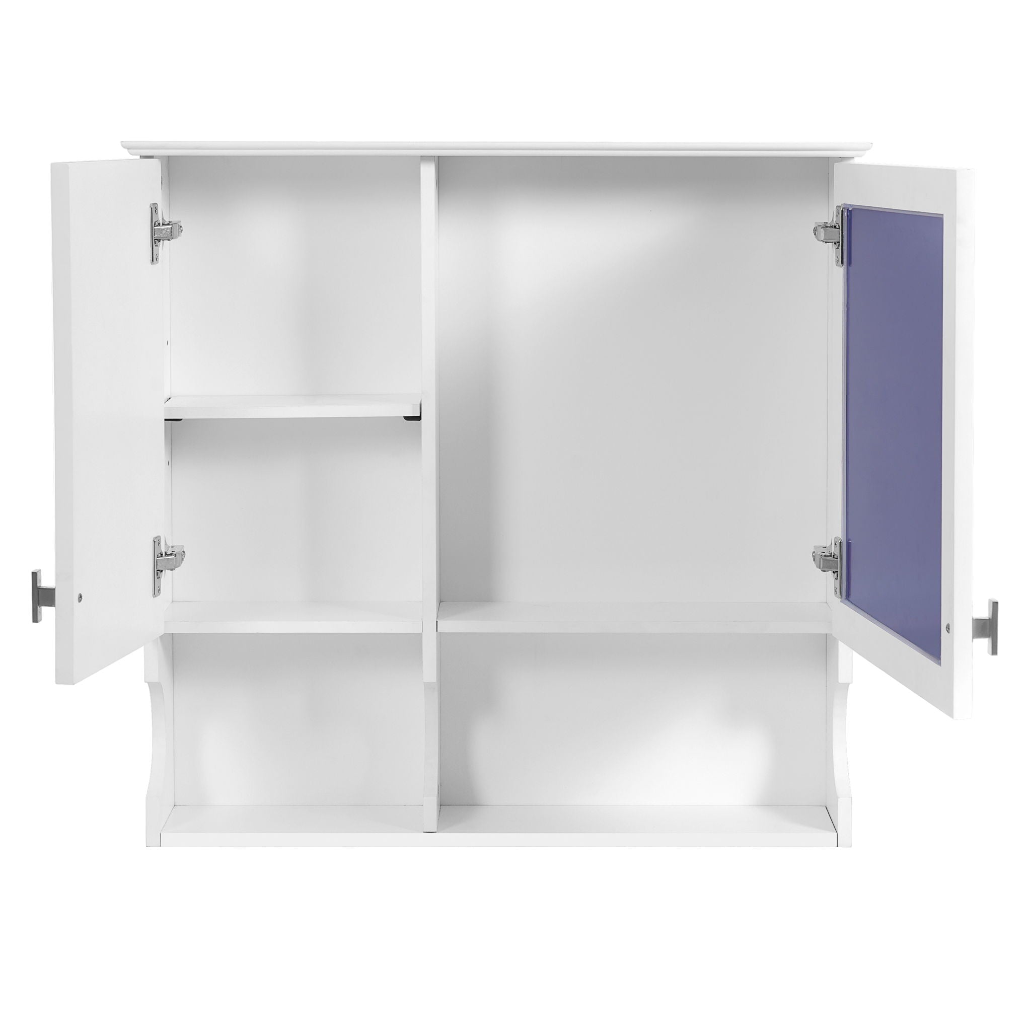 Wall Mounted Mirror Medicine Cabinet, Bathroom Storage With Doors And Open Shelves