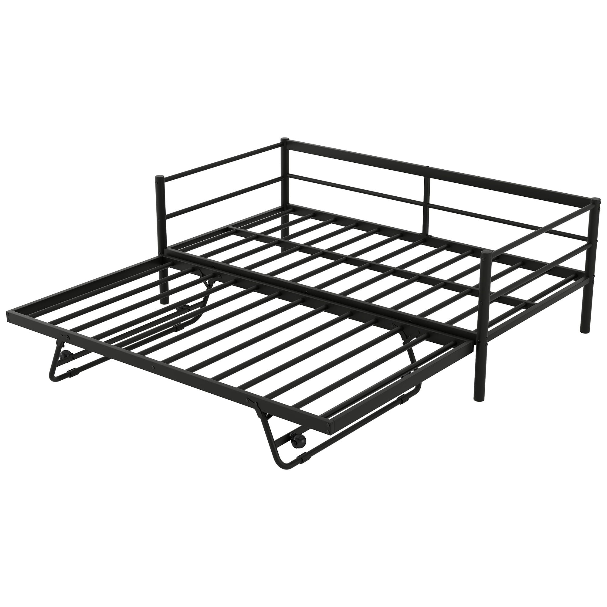 Industrial Metal Daybed With Adjustable Pop Up Trundle And LED Strip