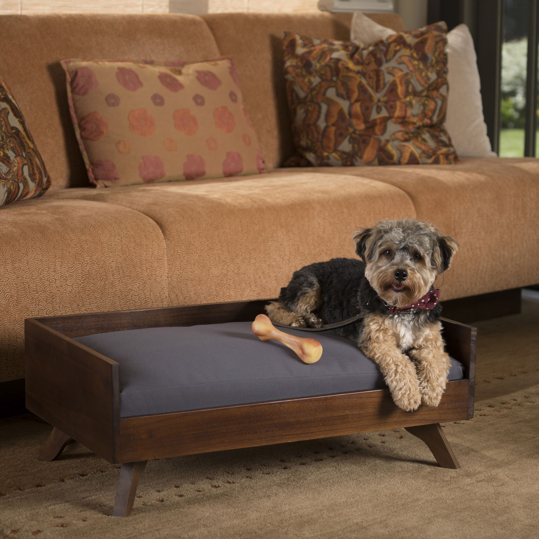 Dog Bed With High Quality Mattress - Gray / Brown